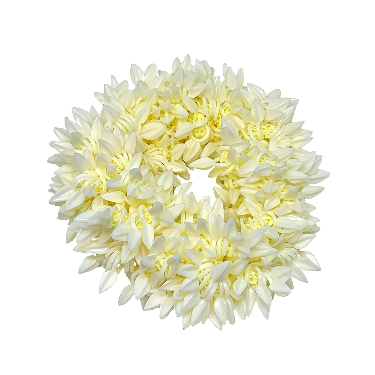 PLUCKET™ 2 Pack Scented Hair Bands for Women - Artificial Mogra Flower Hair Accessories with Fragrance (35g, Rose & Mogra) | Perfect for Weddings, Parties & Daily Hairstyles