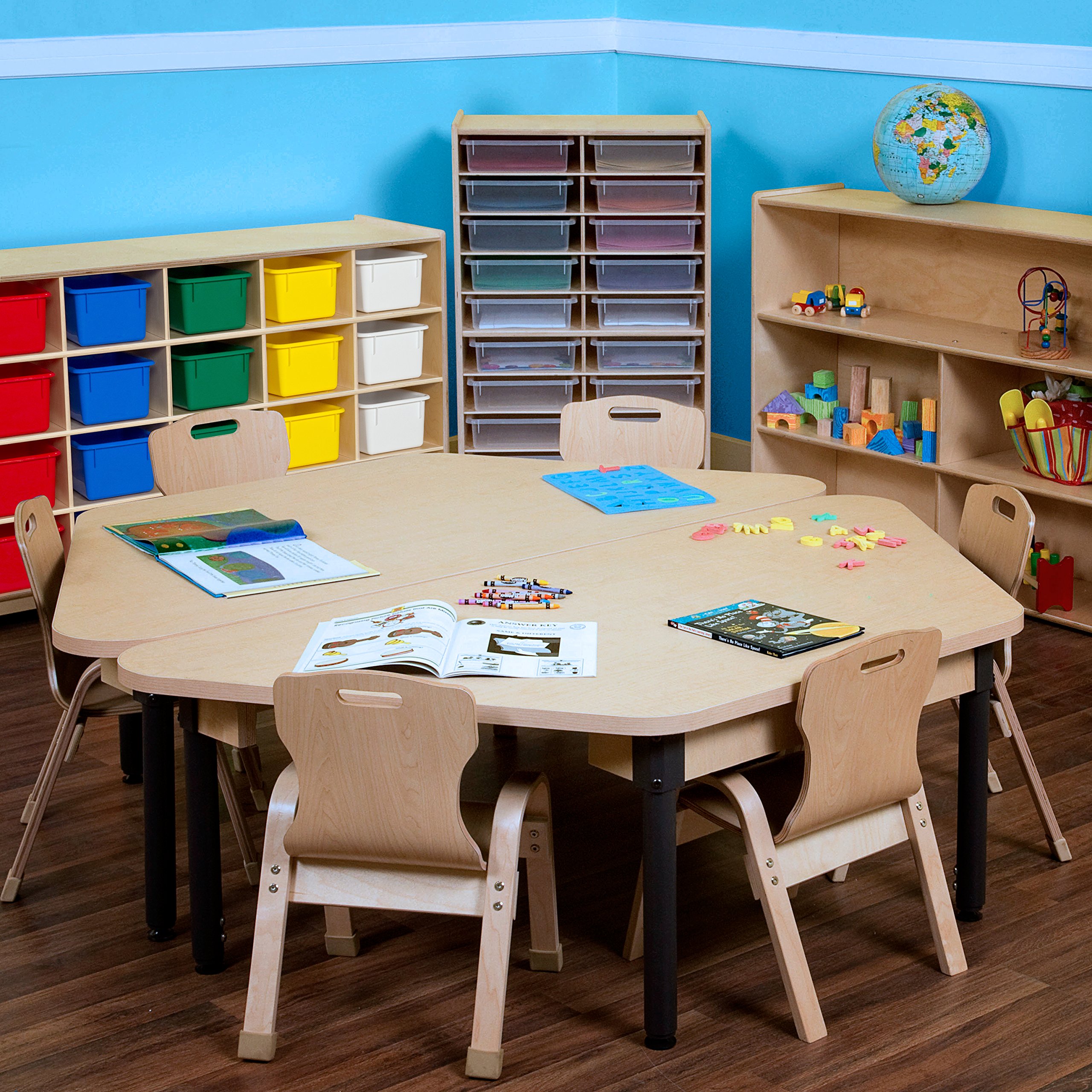 Wooden Kids Blue Rectangular Storage Tray - Organize Toys, Crafts & School Supplies | Durable Wooden Organizer for Playroom, Classroom & Home