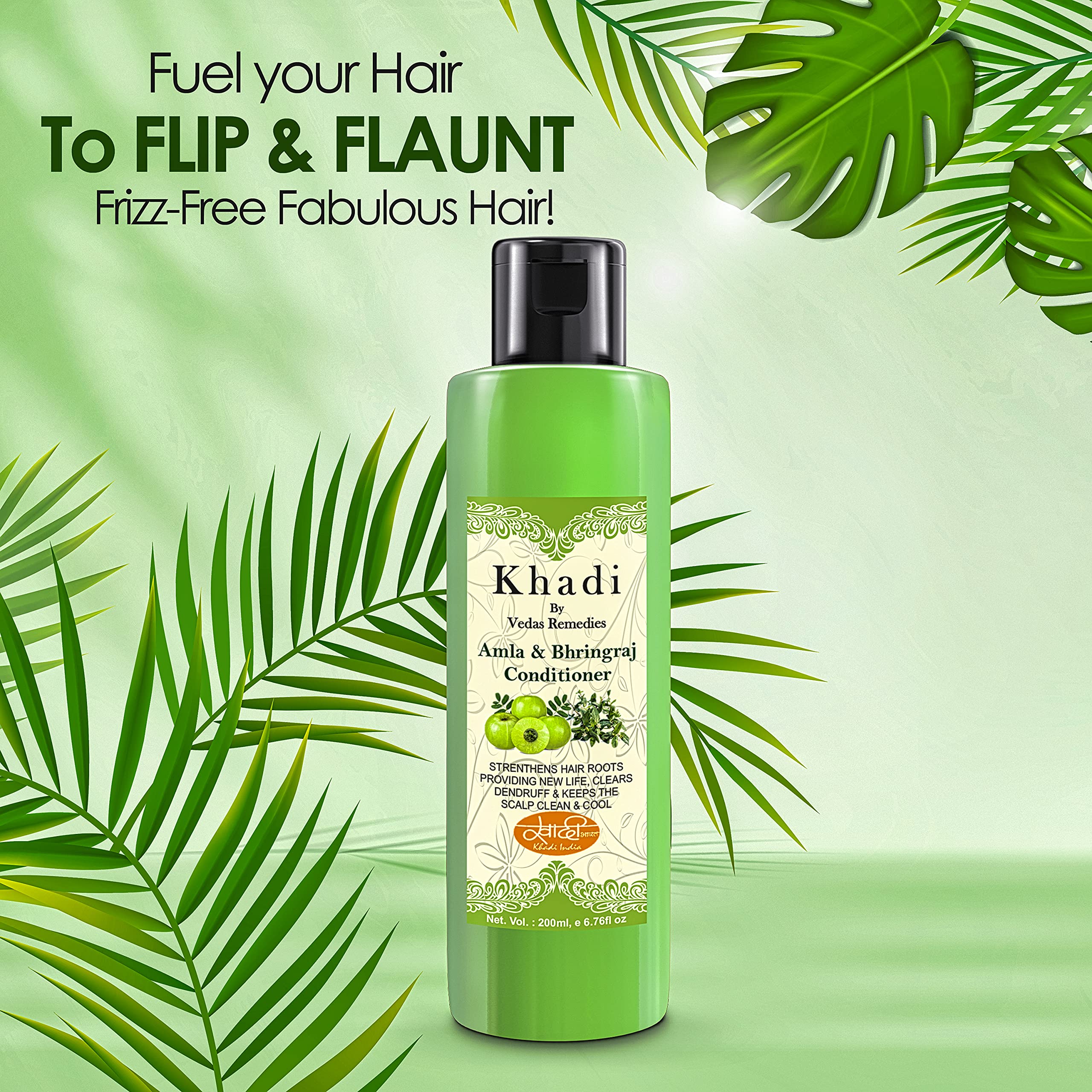 Khadi Vedas Remedies Amla & Bringraj Herbal Ayurvedic Hair Conditioner 200ml - Natural Hair Fall Control for Women & Men | 5X Damage Repair with Herbal Ingredients | Perfect for Dry, Damaged Hair & Daily Nourishment