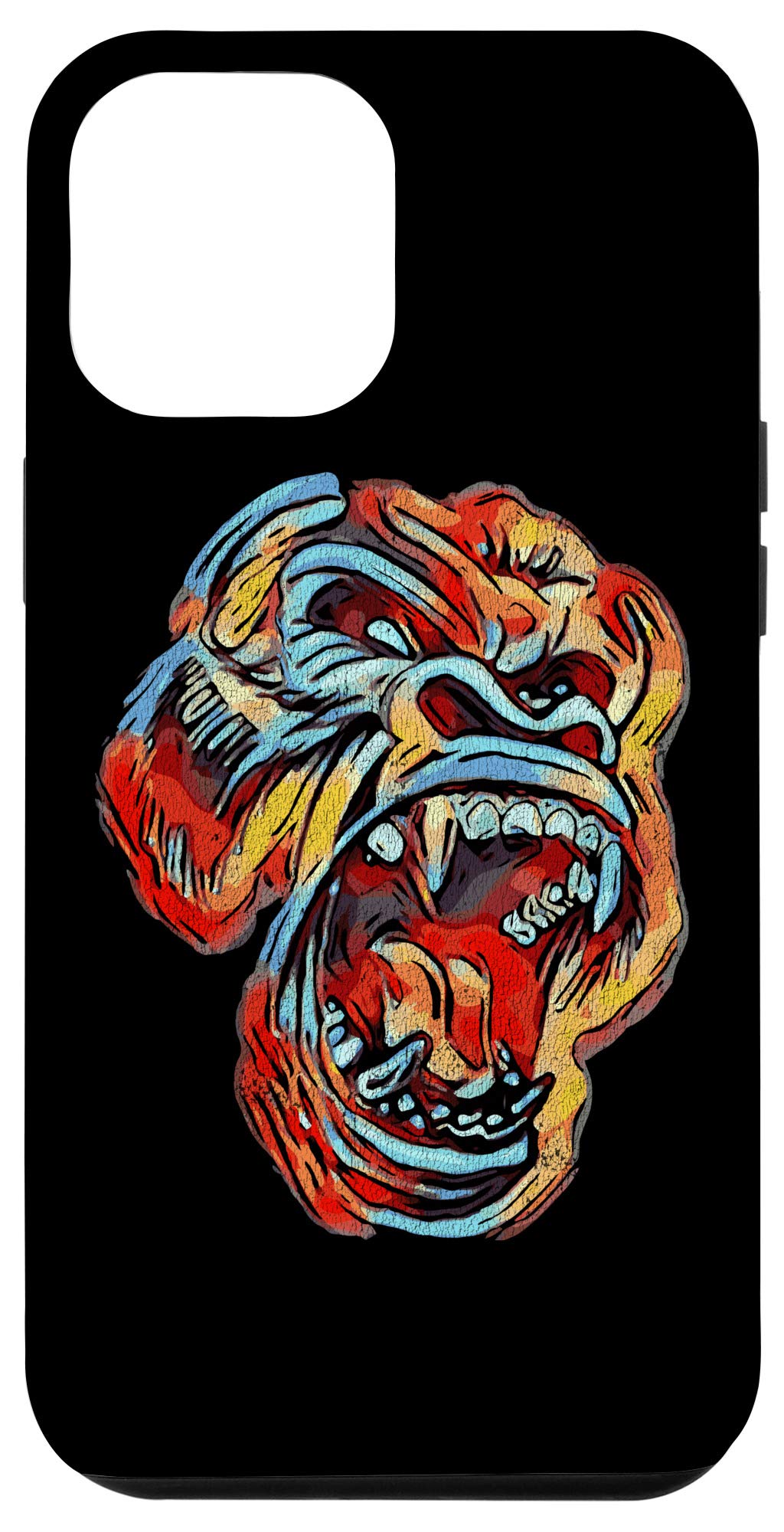 iPhone 12 Pro Max Case - Colorful Angry Ape Gorilla Head Design with Gorilla Glass Protection | Durable & Stylish Phone Cover for Daily Use, Travel & Outdoor Activities