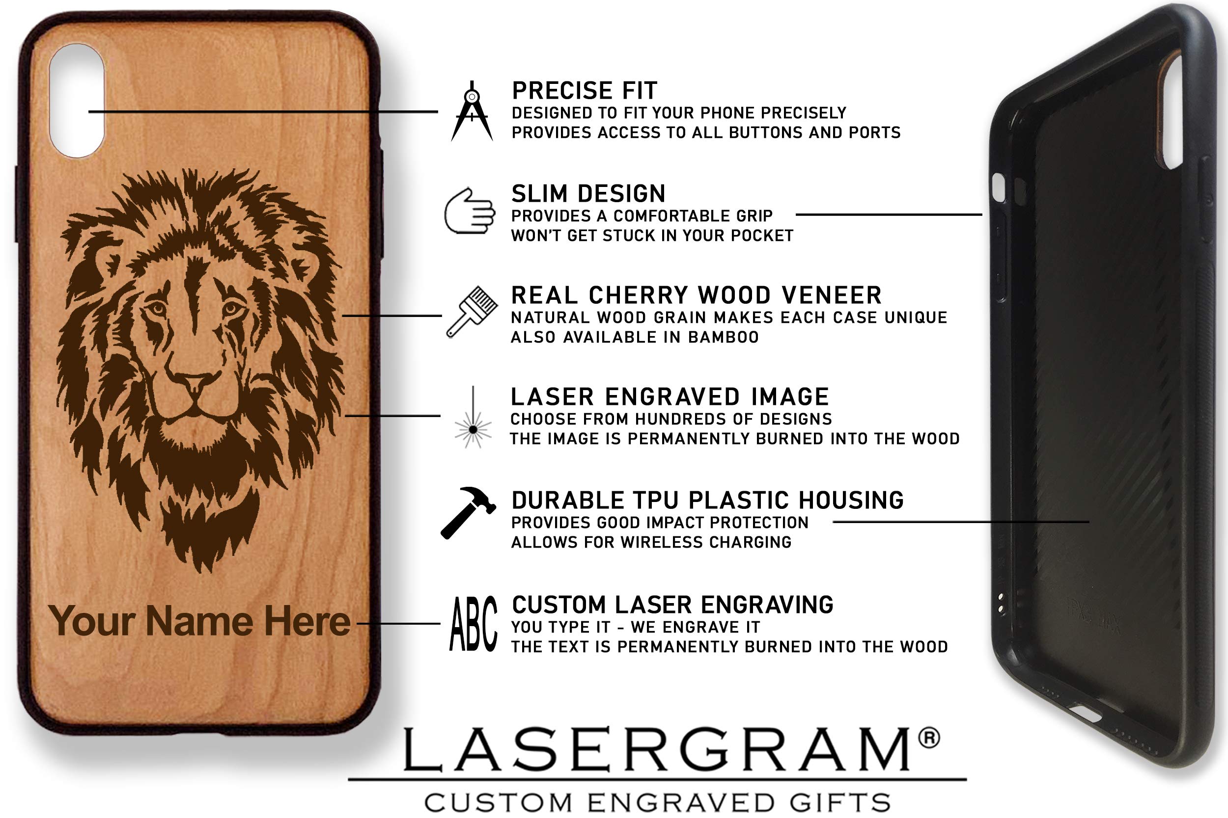 Personalized Engraved Cherry Wood iPhone XR Case with Tuna Fish Design - Durable Protective Cover for Everyday Use, Travel & Gifting