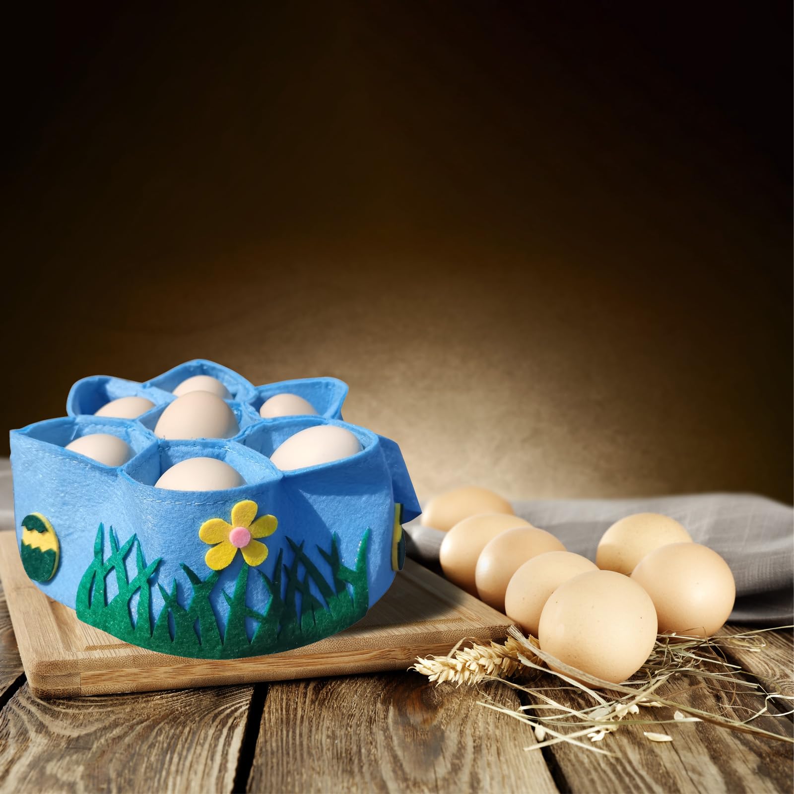 Egg Collecting Basket with 7 Pouches - Durable Chicken Duck Goose Egg Holder for Farmhouse, Kitchen & Garden - Perfect for Fresh Egg Gathering, Farm Use & Home Organization (Blue)