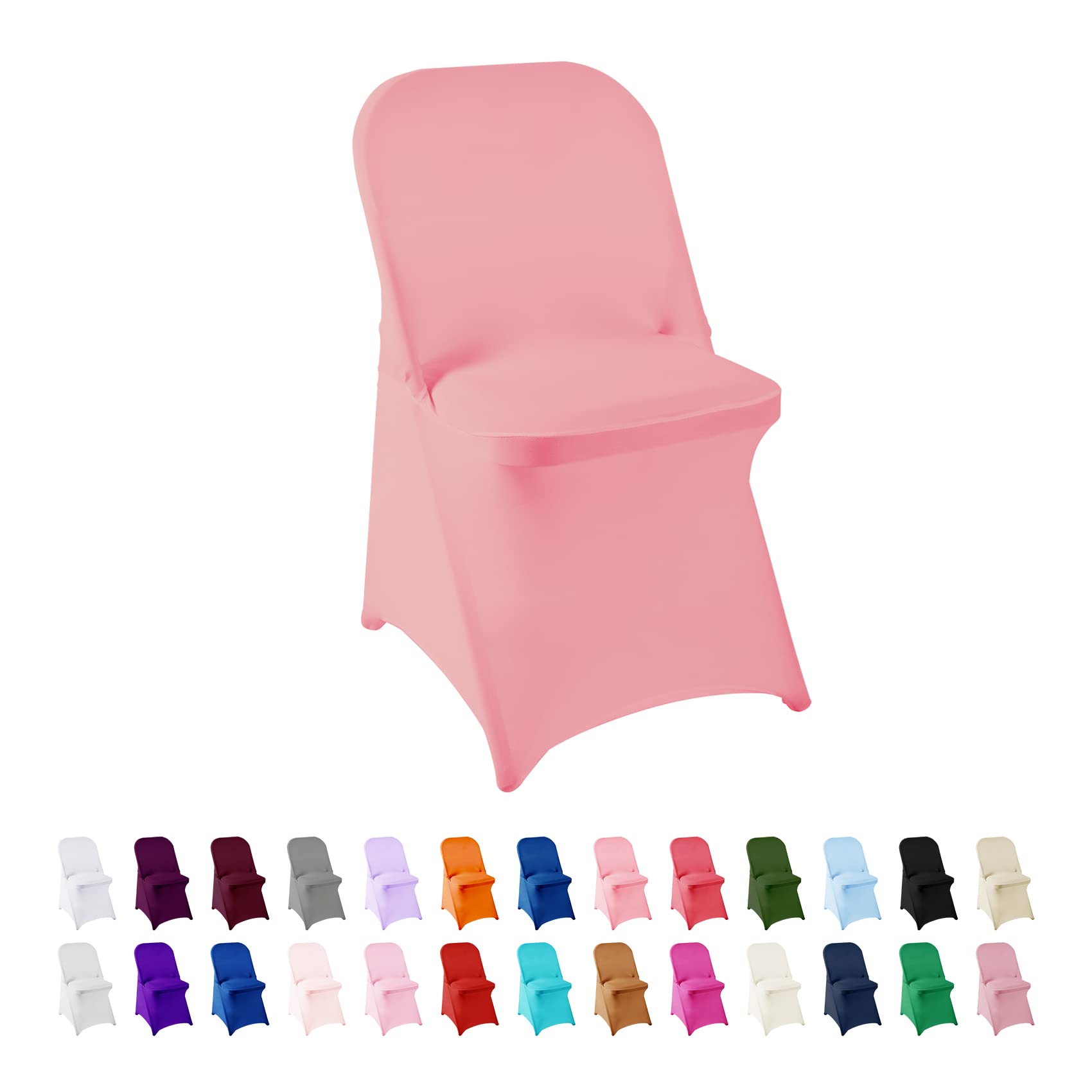 AlGaiety Spandex Stretch Chair Covers 12PCS - Washable Removable Elastic Chair Slipcovers for Folding Chairs - Perfect for Living Room, Party, Wedding, Banquet & Hotel Events (Rose Quartz) | Home Decor & Event Seating Protection