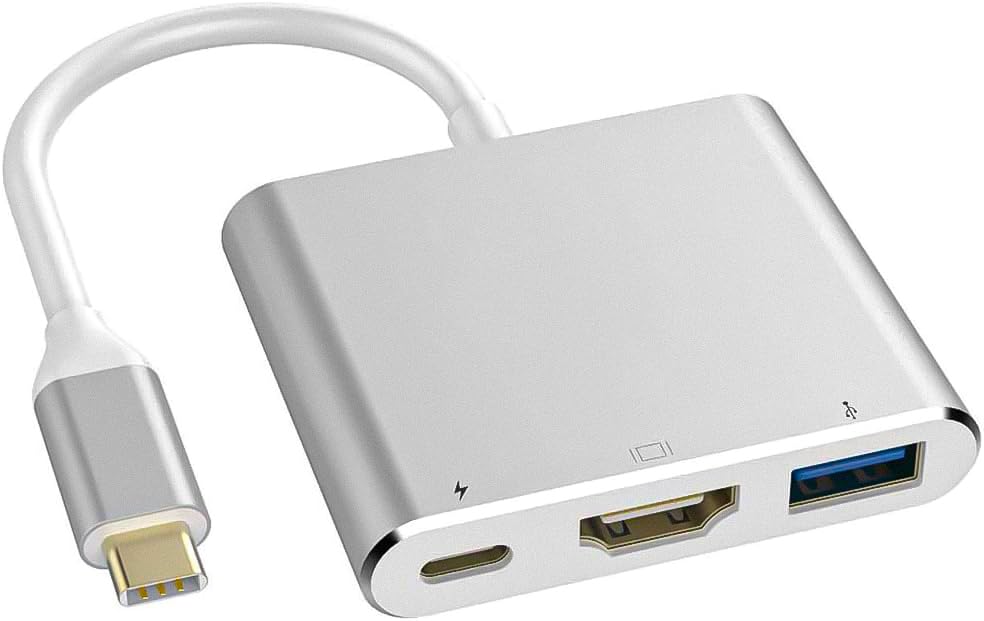 GADEBAO USB C to HDMI Adapter 4K - 3-in-1 USB C Hub with HDMI Output, USB 3.0 Port & Fast Charging - Compatible with MacBook Pro/Air, iPad Pro, iPhone 15, HP, LG Laptops - Perfect for Home Office, Online Meetings & 4K Video Streaming