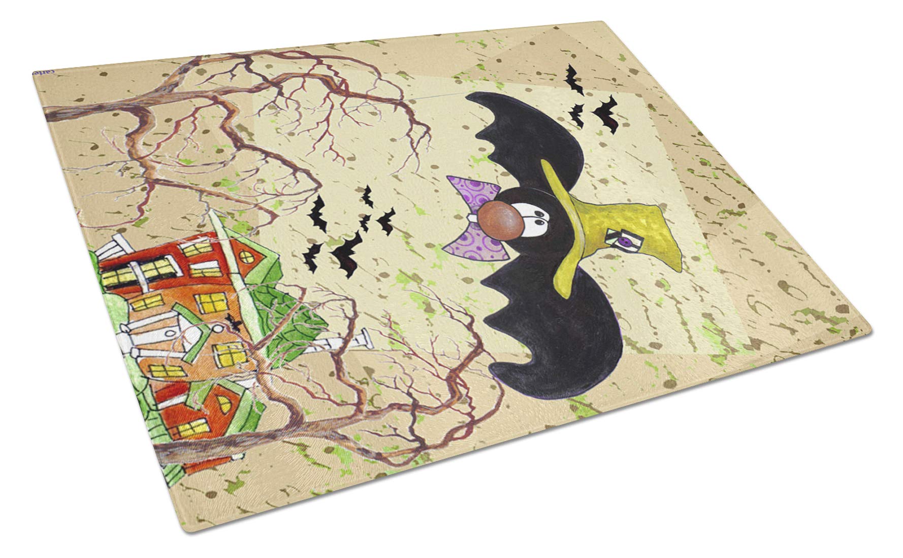 Bat Crazy Halloween Glass Cutting Board - Large Decorative Tempered Glass Kitchen Chopping & Serving Board - Perfect for Halloween Parties, Kitchen Prep & Holiday Decor
