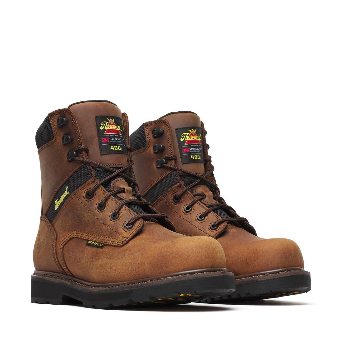 Jobsite Series 8 Composite Toe Insulated Waterproof Work Boots - Crazy Horse Leather for Construction, Winter & Outdoor Work