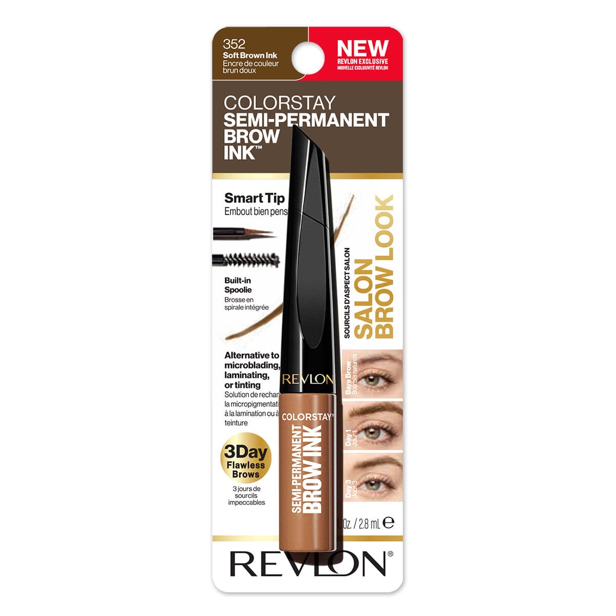 Revlon Colorstay Semi-Permanent Brow Ink - Soft Brown 351 | Long-Lasting Eyebrow Tint for Natural-Looking Brows | Perfect for Daily Makeup & Special Occasions