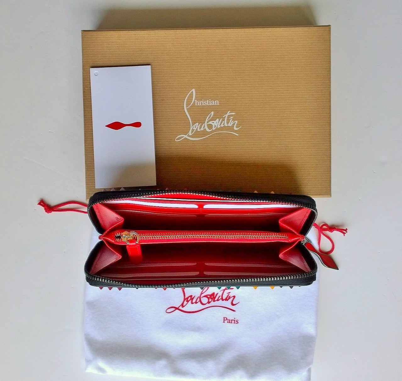 Christian Louboutin Panettone Studded Zipper Continental Wallet with Spikes - Luxury Designer Clutch for Women, Perfect for Evening Parties & Special Occasions
