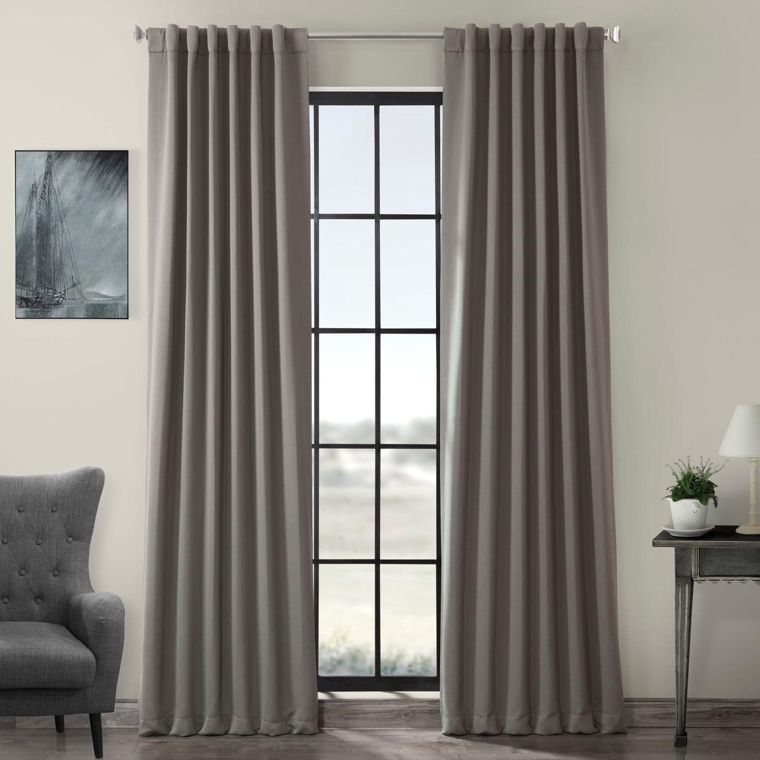 Blackout Curtains Neutral Grey - Light Blocking Thermal Insulated Drapes for Bedroom, Living Room & Home Theater