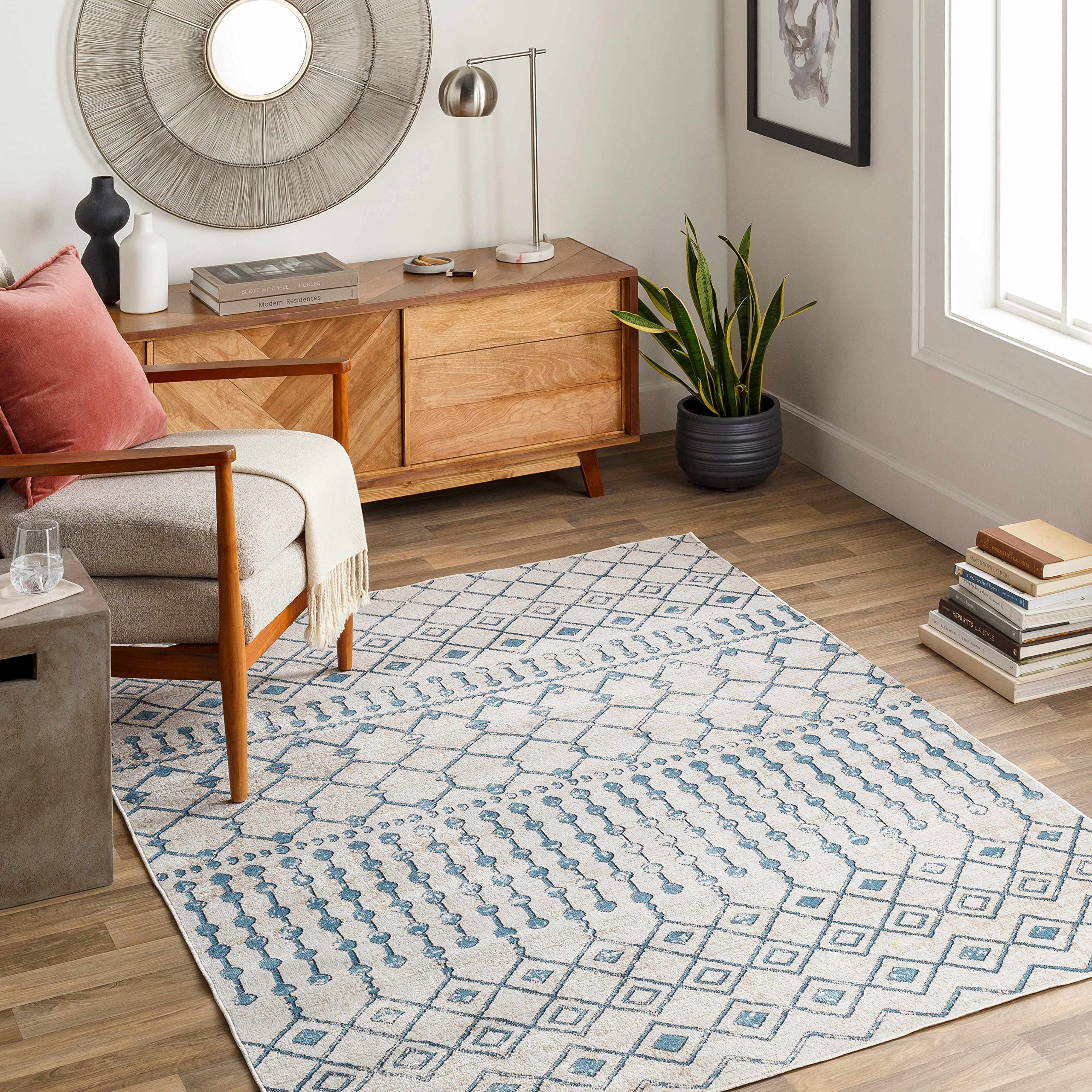 Hauteloom Cabognon Machine Washable Area Rug - Blue & Beige 7'10