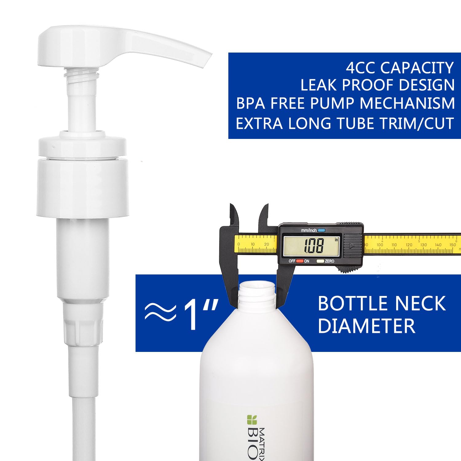 5 Pack Universal Leakproof Dispenser Pumps for Shampoo & Conditioner Bottles (1L/33.8oz) - White Salon-Grade Refillable Liquid Dispensers for Home, Salon & Travel Use