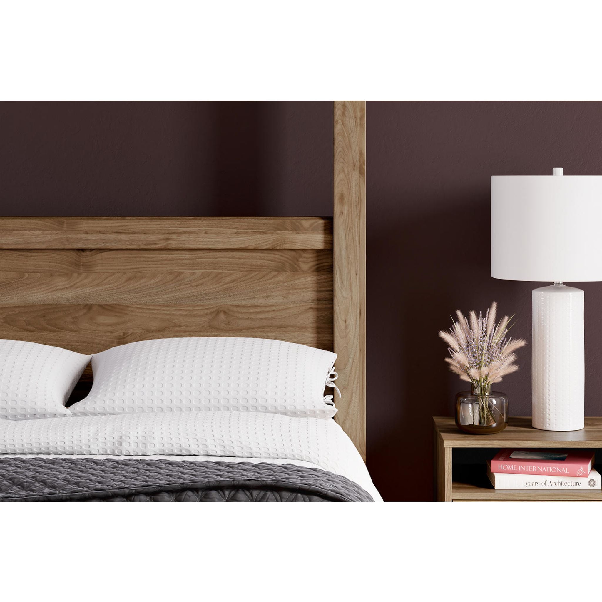 Aprilyn Full Canopy Bed in Honey Finish - Elegant Queen Size Canopy Bed Frame with Curtain Rods for Romantic Bedroom Decor, Perfect for Master Bedrooms, Guest Rooms & Bohemian Style Homes