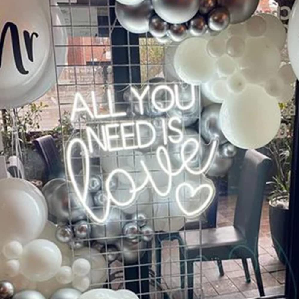 Custom All You Need Is Love Neon Sign - 45x40cm LED Light Art for Wedding, Bedroom Wall Decor, Party Room Aesthetic | Perfect for Romantic Proposals, Anniversary Gifts & Home Decoration