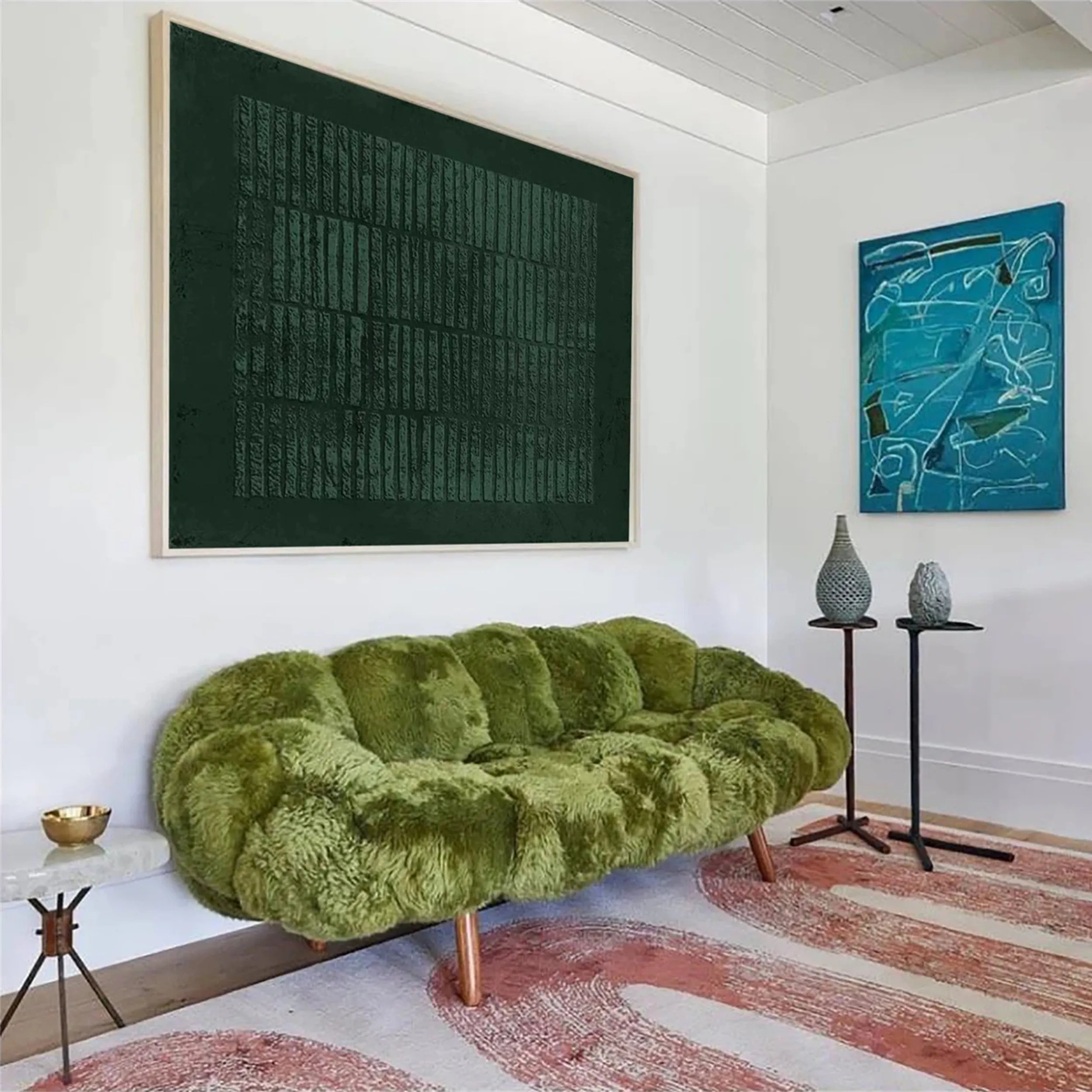 Blue & Green Abstract Wall Art Canvas Print #BG025 - Modern Home Decor for Living Room, Bedroom & Office