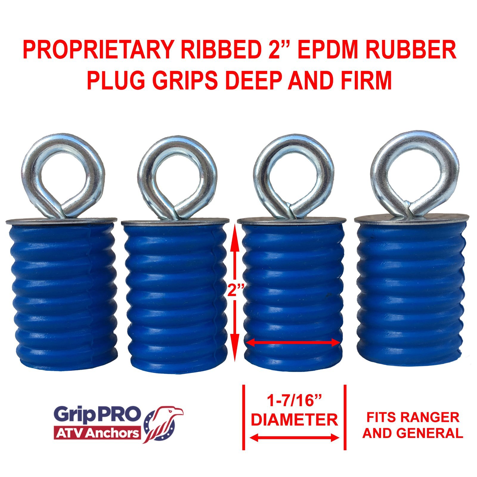 GripPRO ATV Tie Down Anchors for Polaris Ranger & General - Lock & Ride Compatible - Set of 4 (Not for RZR) - Secure Gear for Off-Roading & Trail Riding