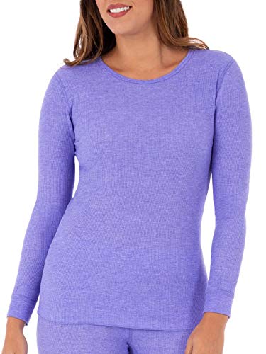 Fruit of the Loom Women's Waffle Thermal Crew Neck Long Sleeve Shirt - Soft Warm Winter Layering Top for Casual Outfits & Cold Weather Activities