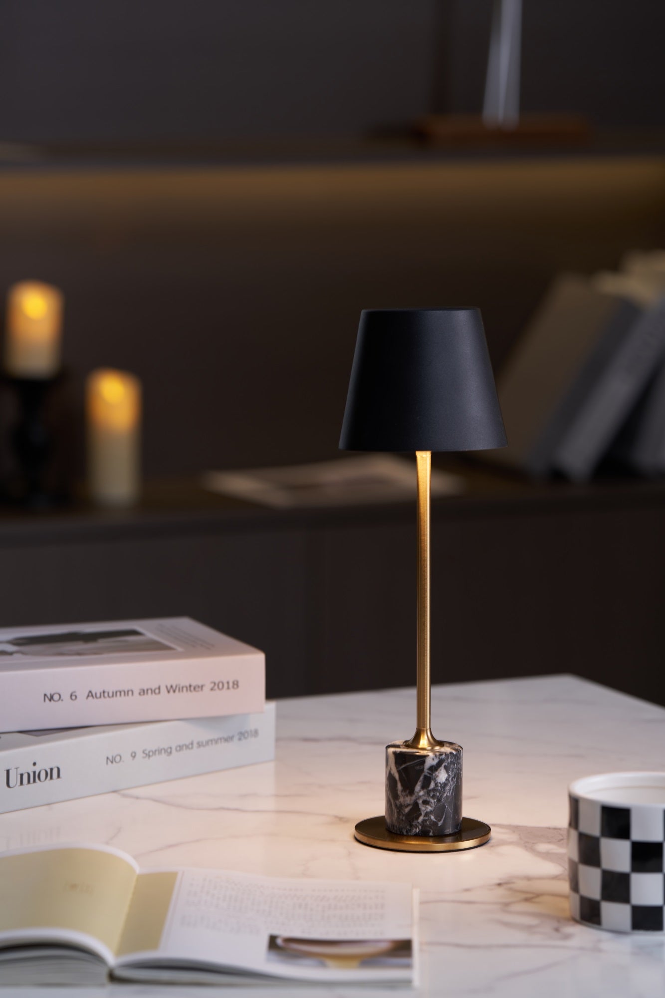 Lirio Mini Marble Table Lamp - Elegant Nightstand & Bedside Lighting for Bedroom, Living Room, Office Decor