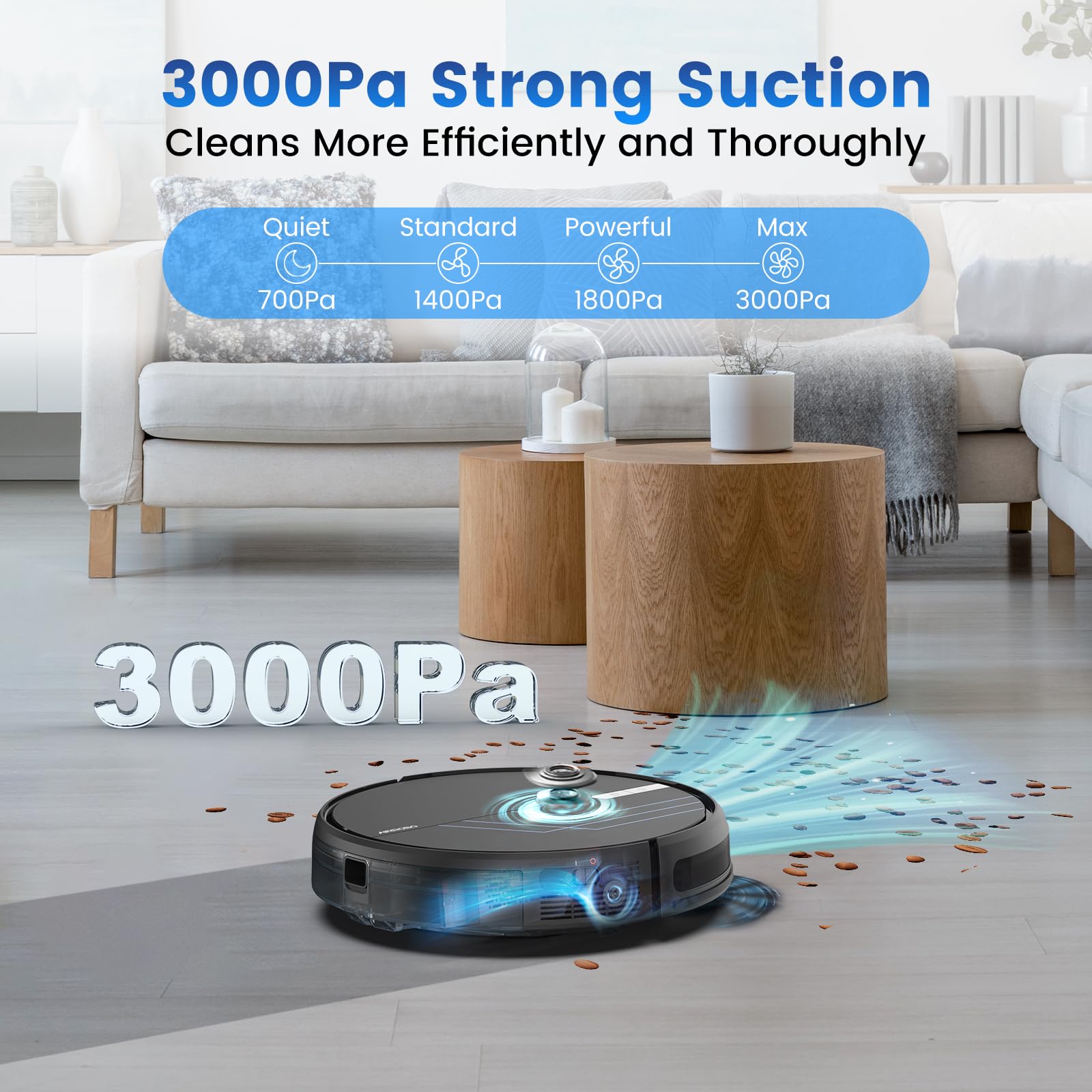 AIROBO P30 Robot Vacuum and Mop Cleaner - 3000Pa Strong Suction, Wi-Fi/App/Alexa Control, Self-Charging, Ultra-Thin for Hard Floors & Pet Hair - Perfect for Homes with Pets and Low-Pile Carpets