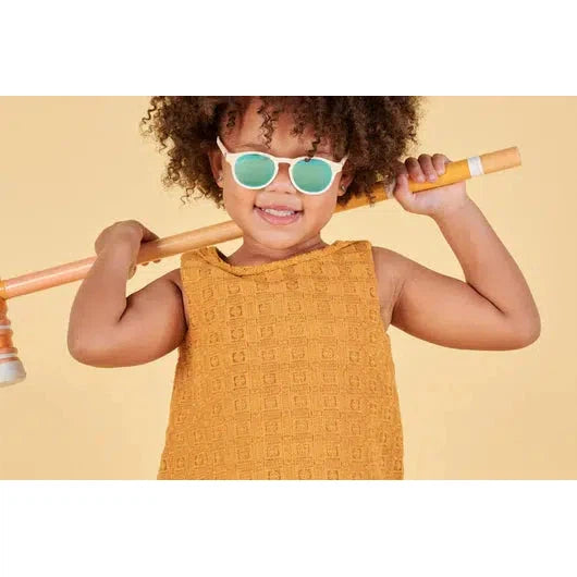 Babiators Keyhole Blue Lens Sunglasses for Kids - Sweet Cream Frame - UV Protection - Perfect for Outdoor Play, Beach & Summer Activities