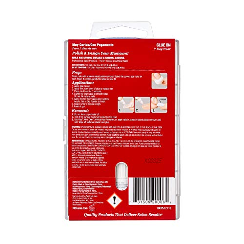 Kiss 100 Full Cover Press on Nails - Square Shape Fake Nails - 3 Pack - Easy to Apply & Reusable - Perfect for Parties, Weddings, and Daily Wear