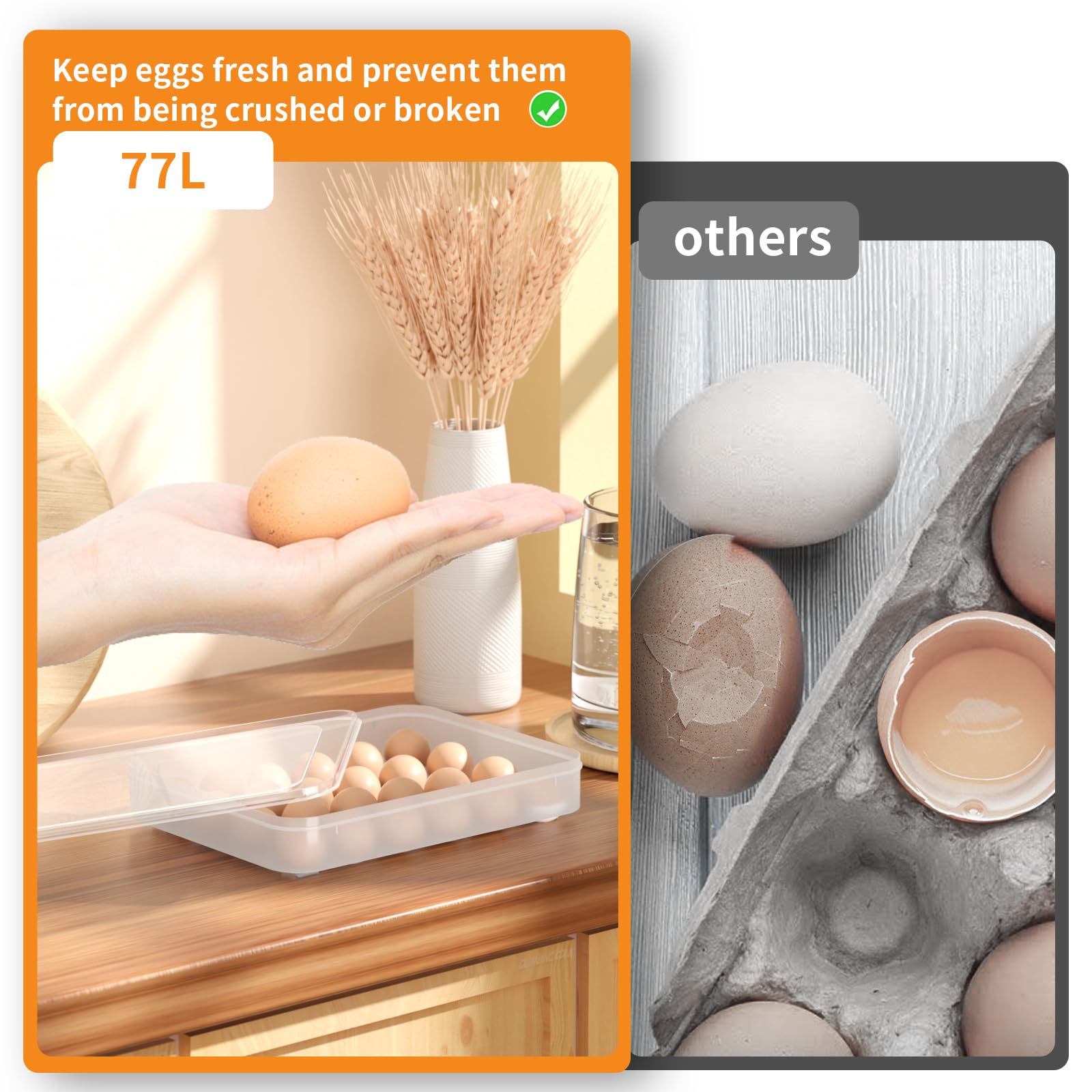 77L Plastic Deviled Egg Containers with Lid (Set of 3) - Stackable Refrigerator Egg Storage for 72 Eggs, Clear Portable Egg Carrier Tray - Perfect for Parties, Picnics, Potlucks & Holiday Gatherings