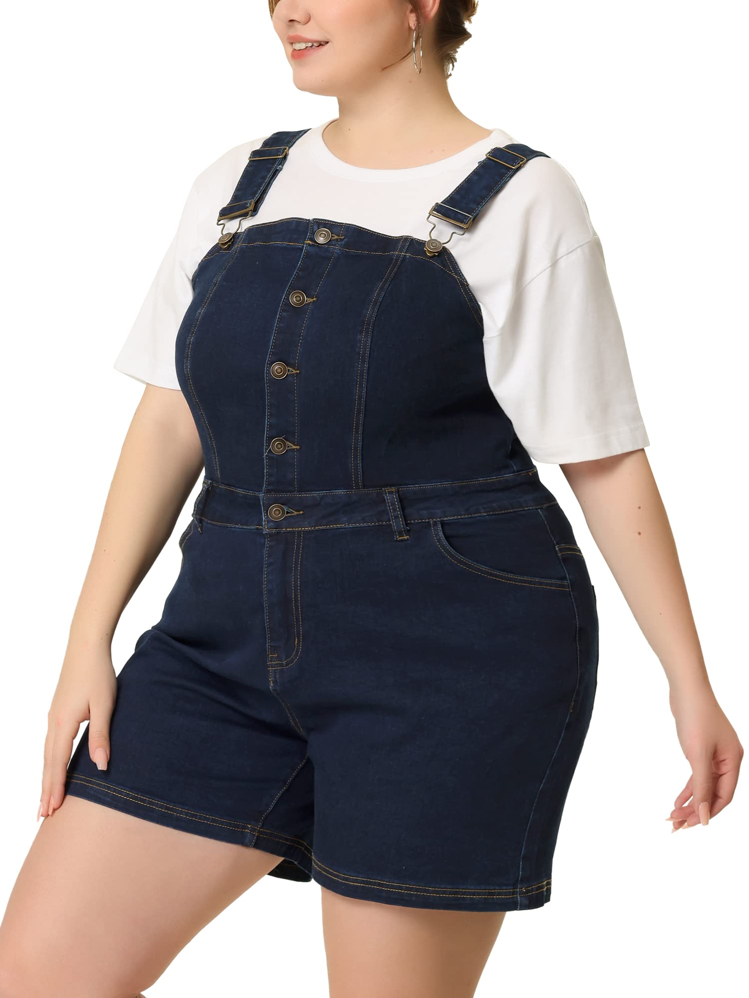 Agnes Orinda Women's Plus Size Denim Overalls - Adjustable Bib Jean Shortalls Jumpsuit | Casual Summer Outfit, Gardening Clothes, Weekend Wear, Street Style Fashion