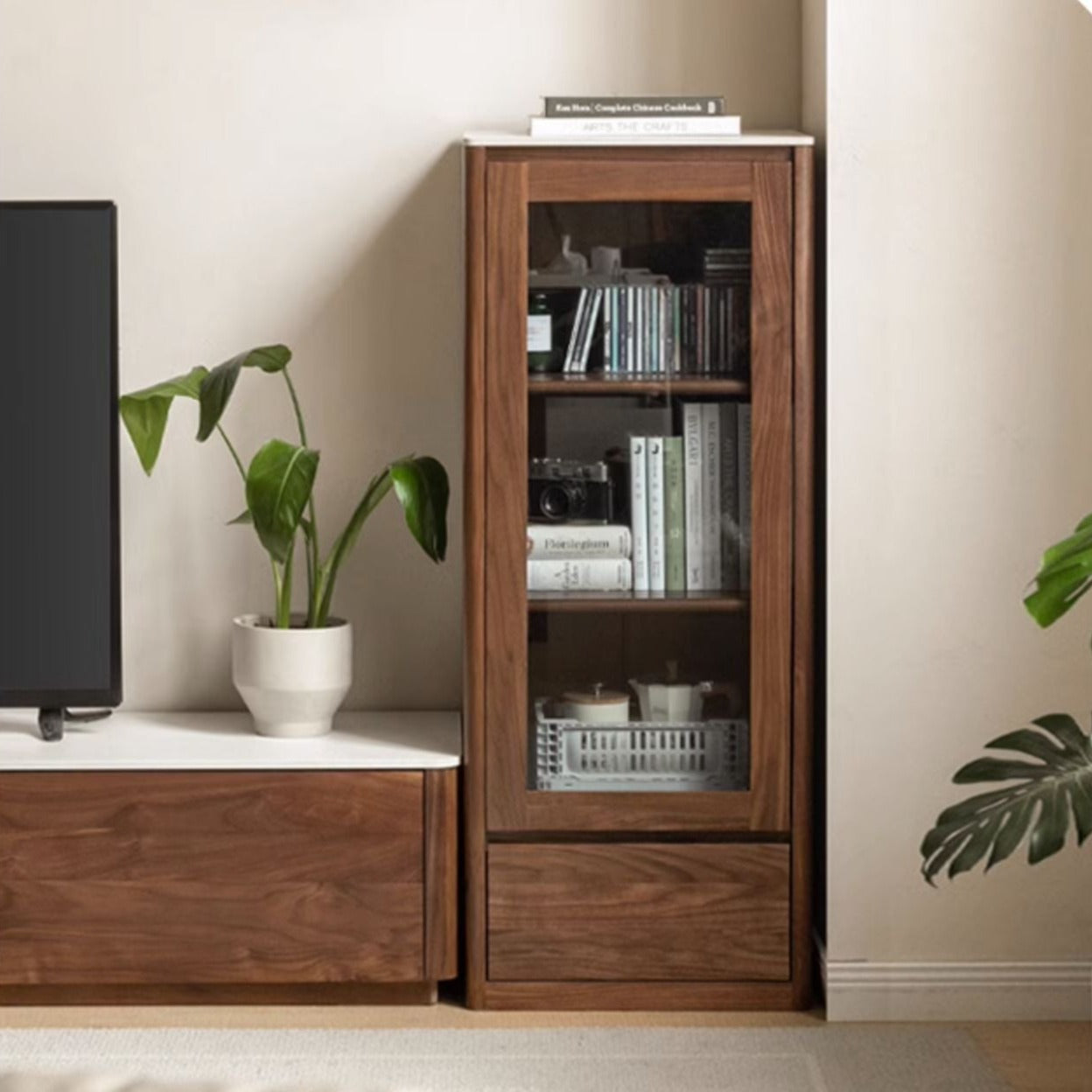 Premium Black Walnut Solid Wood Rock Slab Side Cabinet - Rustic Nightstand, Entryway Storage, or Living Room End Table - Handcrafted Furniture for Modern & Farmhouse Decor