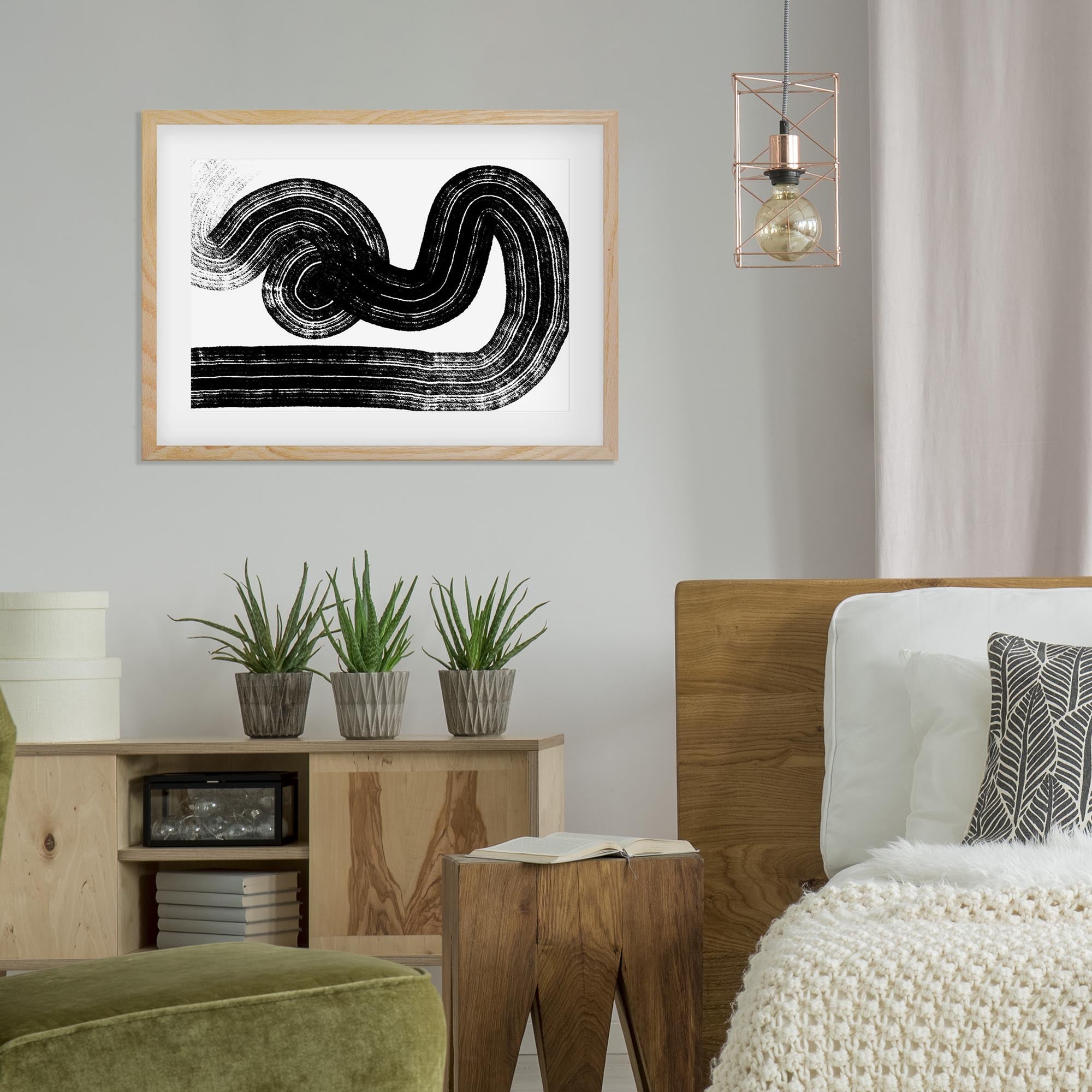 Swerve Line Art Framed Print - Modern Abstract Wall Decor for Living Room, Bedroom & Office | Ready to Hang Canvas Painting