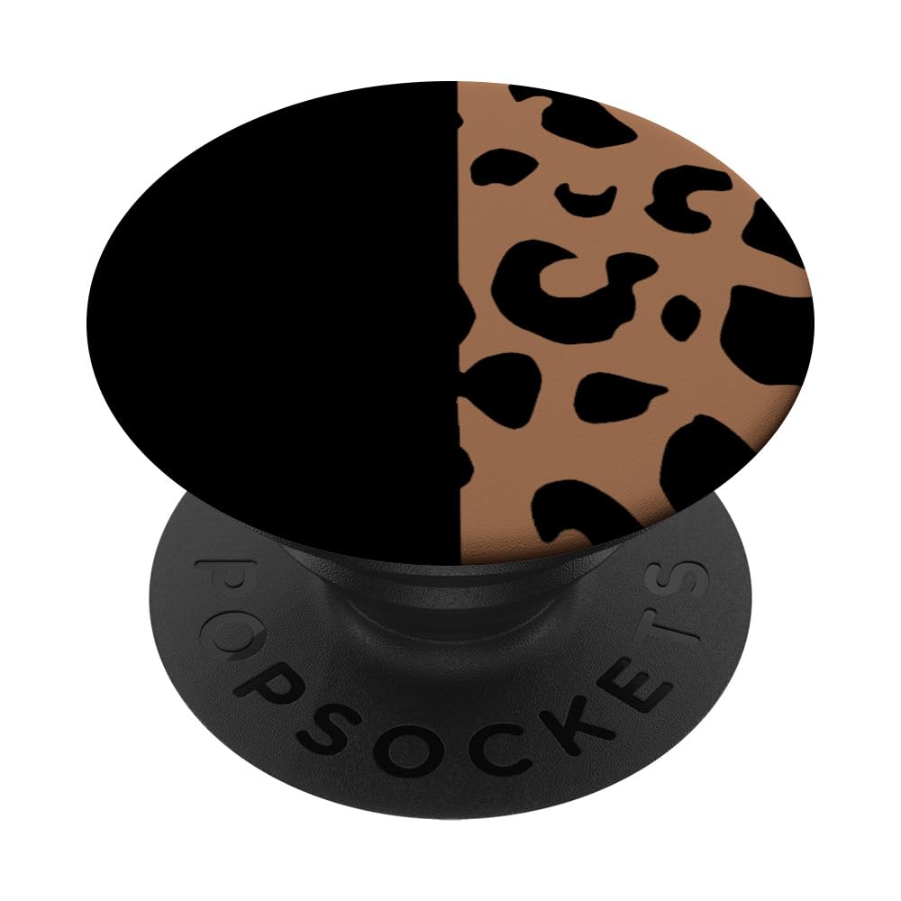 Grip Leopard Print PopSocket: Swappable Adhesive PopGrip for Phones & Tablets - Black Brown Chic Design for Stylish Phone Accessories & Secure Grip