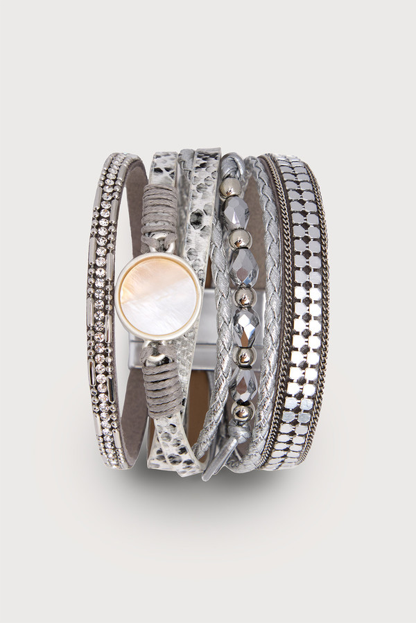Crystal and Orb Leather Bracelet for Women - Elegant Boho Jewelry for Everyday Wear & Special Occasions