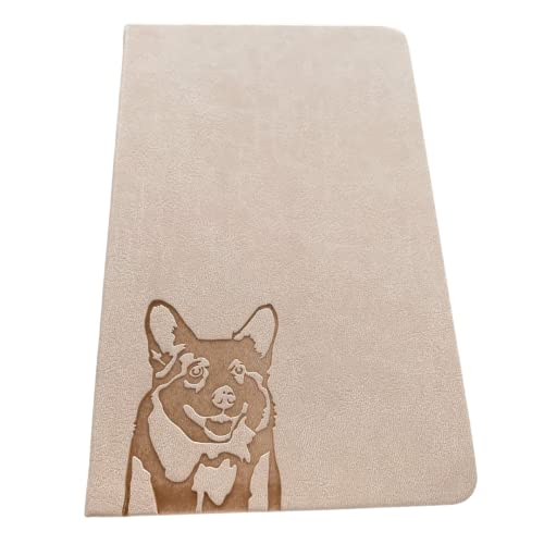 Premium A5 Hardcover Corgi Notebook - PU Leather Journal with 100gsm Lined Pages & Bookmark, Perfect for Office, School & Creative Writing (Beige)