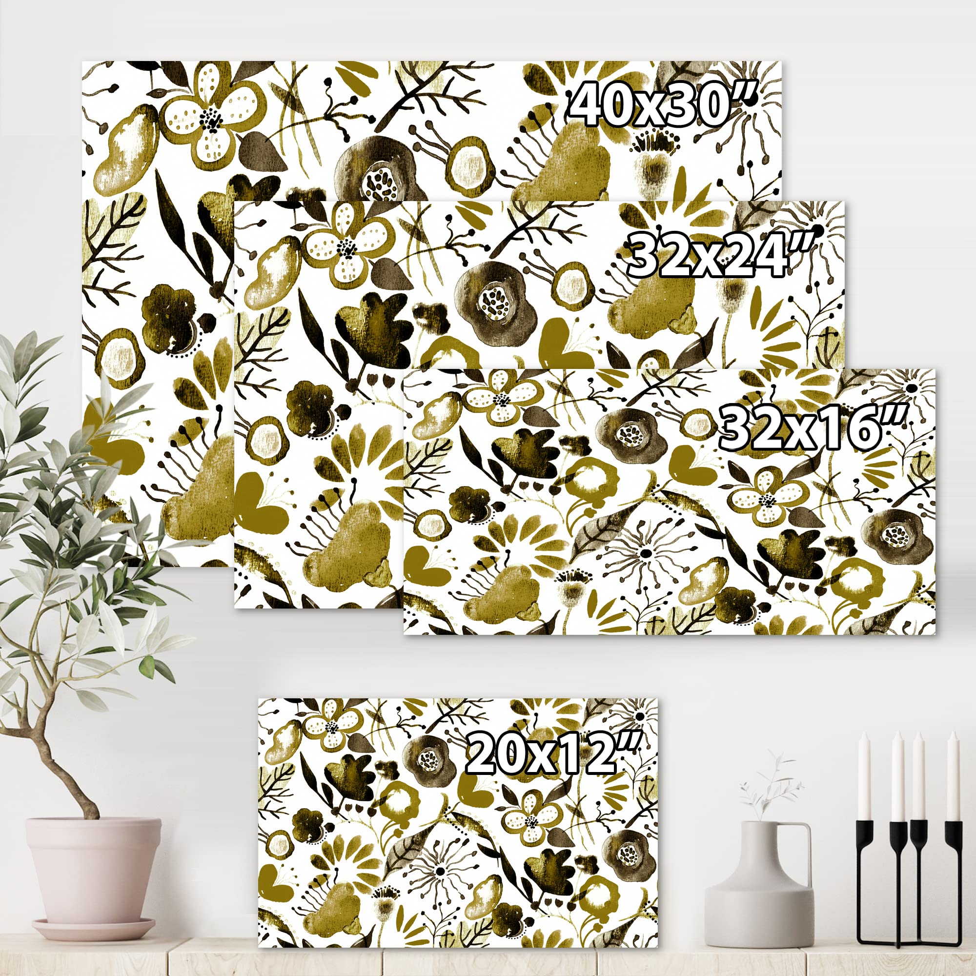 DesignQ Vibrant Wildflowers II Modern Canvas Wall Art - Floral Home Decor for Living Room, Bedroom & Office