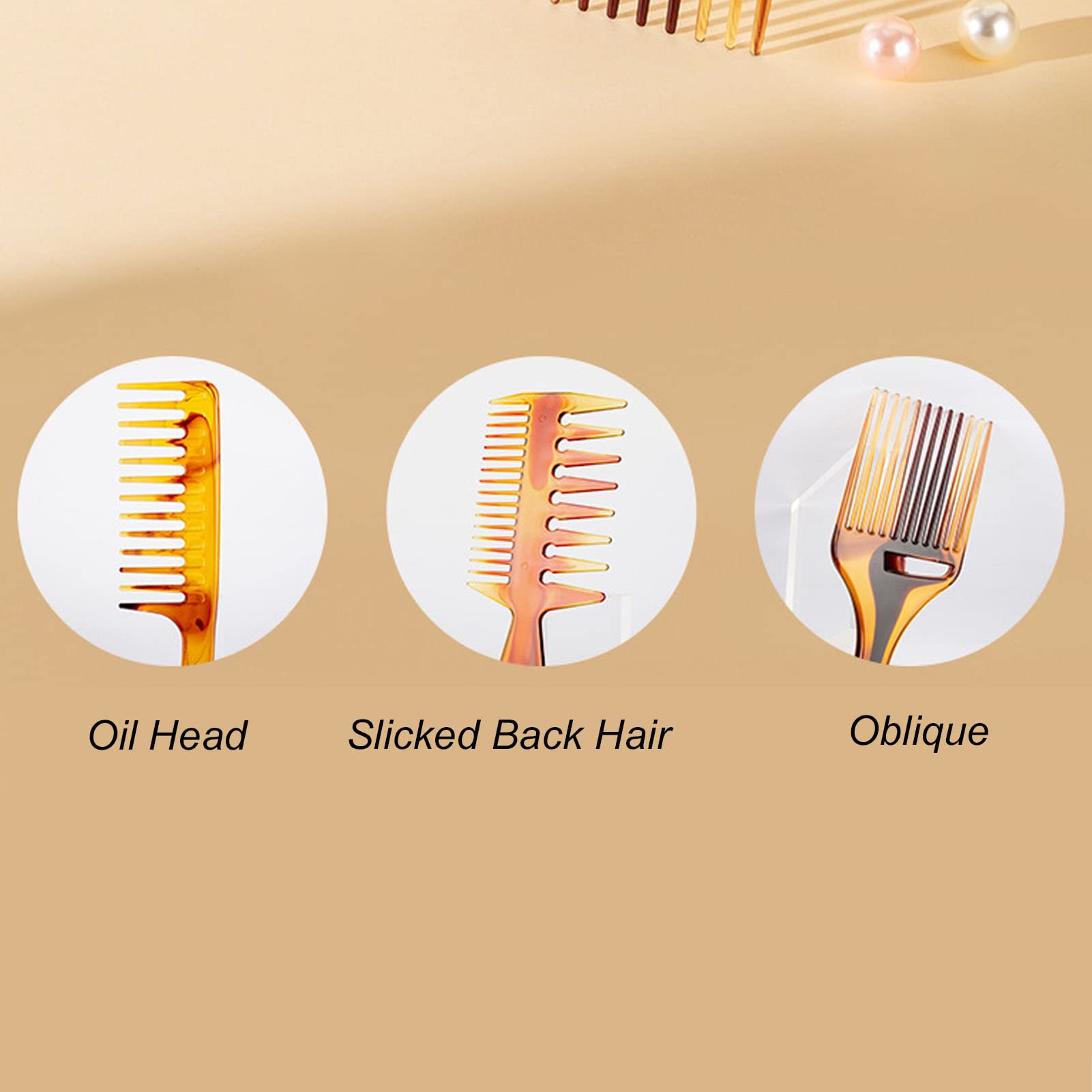 3pcs Hair Comb Set for Men & Women - Oil Head Comb, Fish Bone Comb & Slicked Back Comb - Professional Wide Tooth Styling Tools for Home & Barber Shop - Perfect for Hair Care, Styling & Grooming