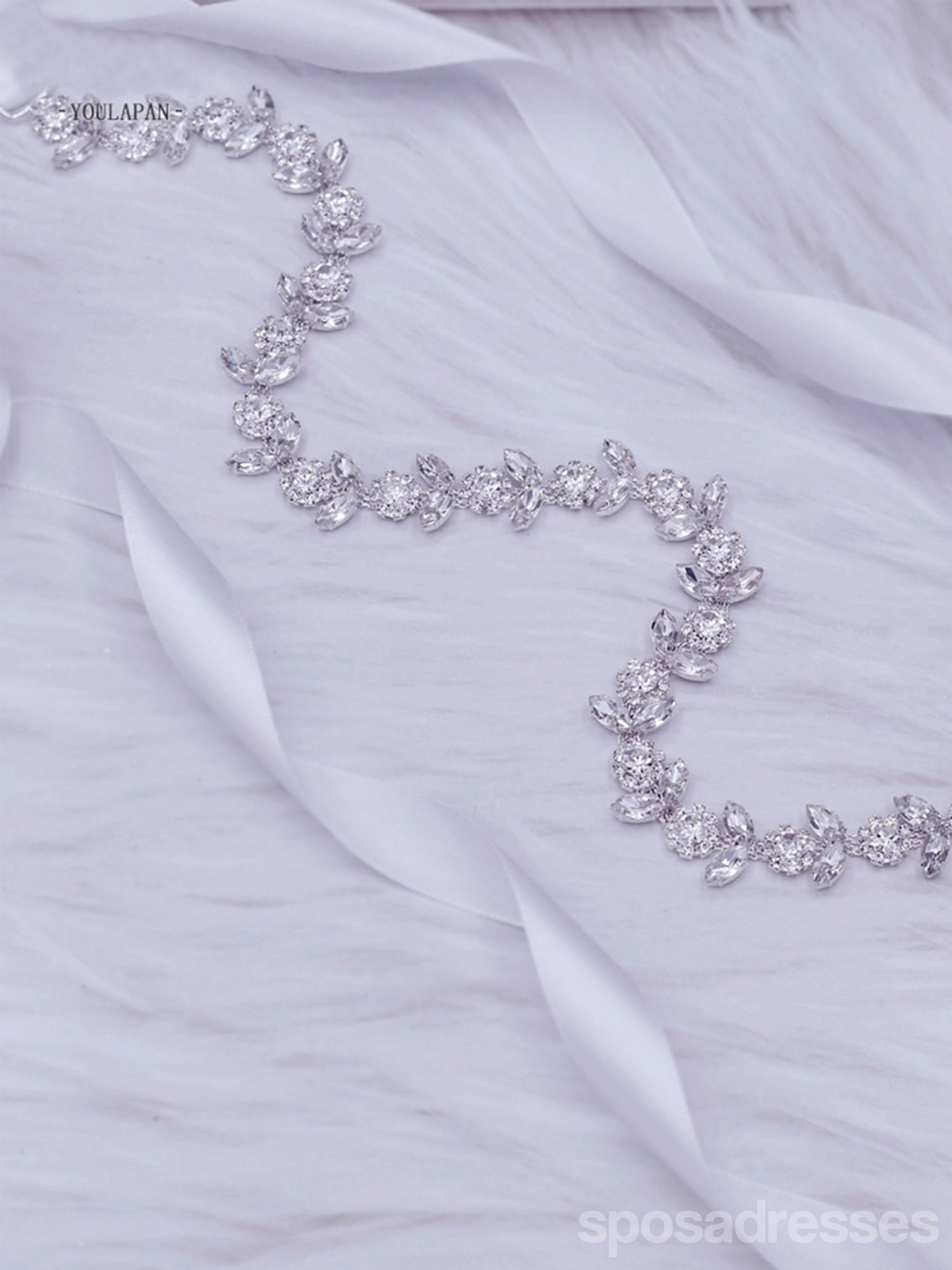 Sparkly Beaded Wedding Sash for Bride - Elegant Thin Waist Belt with Rhinestones - Perfect for Bridal Showers, Receptions & Special Occasions