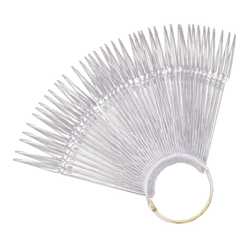 Minkissy 100pcs Transparent Nail Art Practice Sticks - Stiletto Nail Polish Color Templates, Fan-Shaped Display Plates with Glitter | Perfect for Salon Professionals & DIY Nail Art Enthusiasts