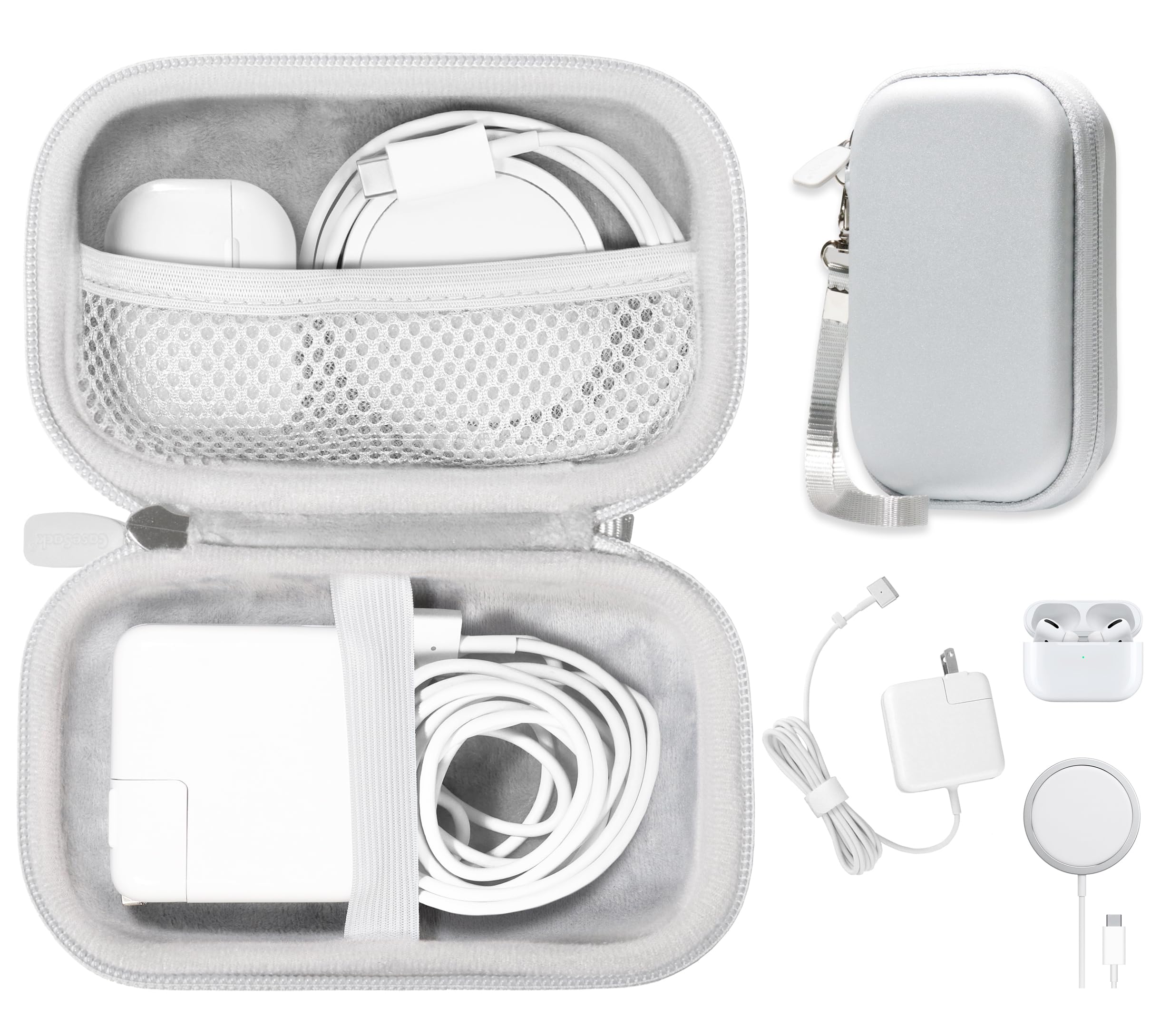 CaseSack Protective Travel Case for MacBook Air/Pro Charger & iPhone 16/16 Pro/15/15 Pro/14/14 Pro MagSafe Charger - Compact Organizer with USB C Hub - Perfect for Business Trips, Office & Daily Commute