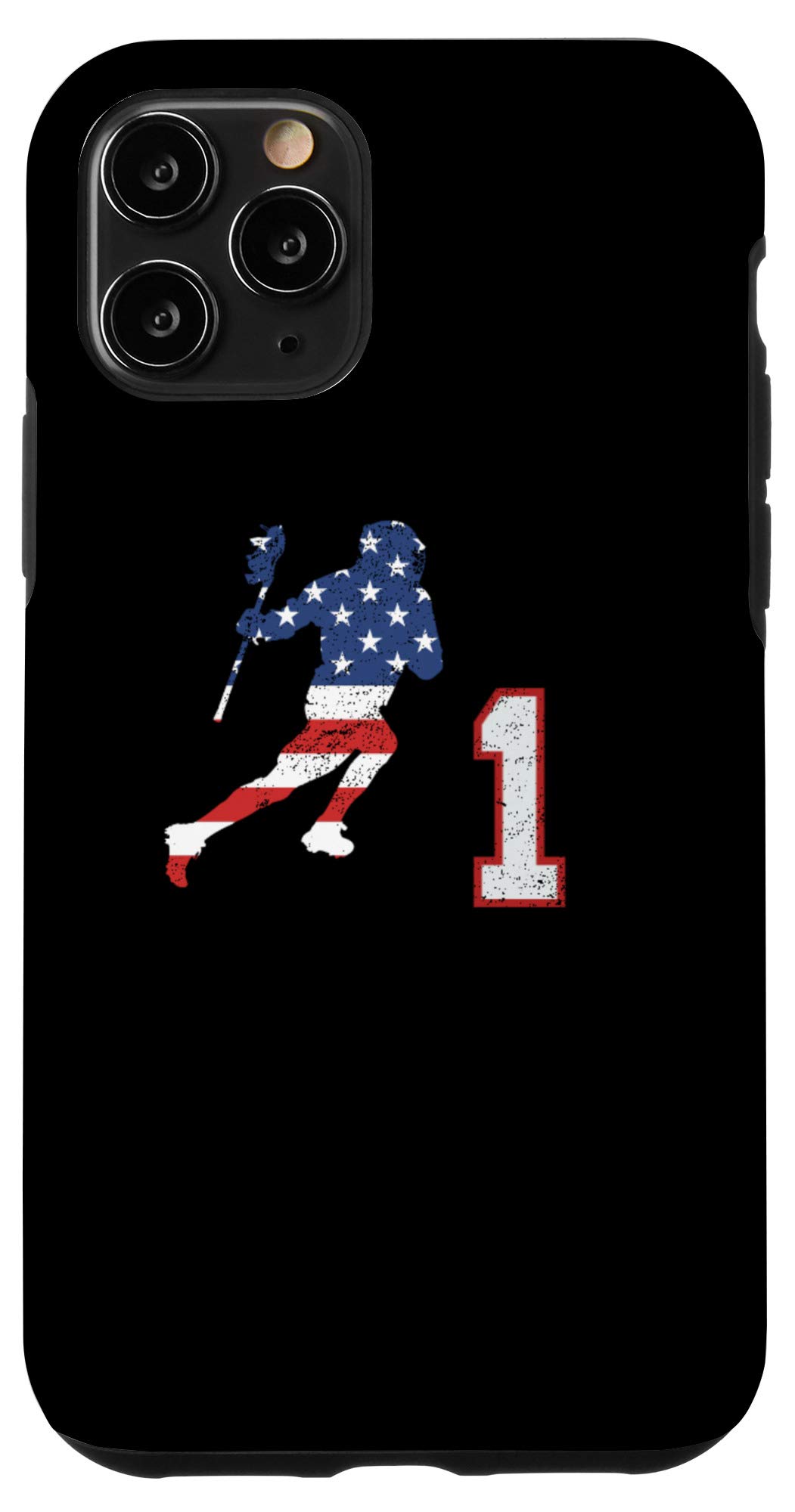iPhone 11 Pro Protective Phone Case with American Flag Design - Perfect for Lacrosse Players & Patriotic Sports Enthusiasts