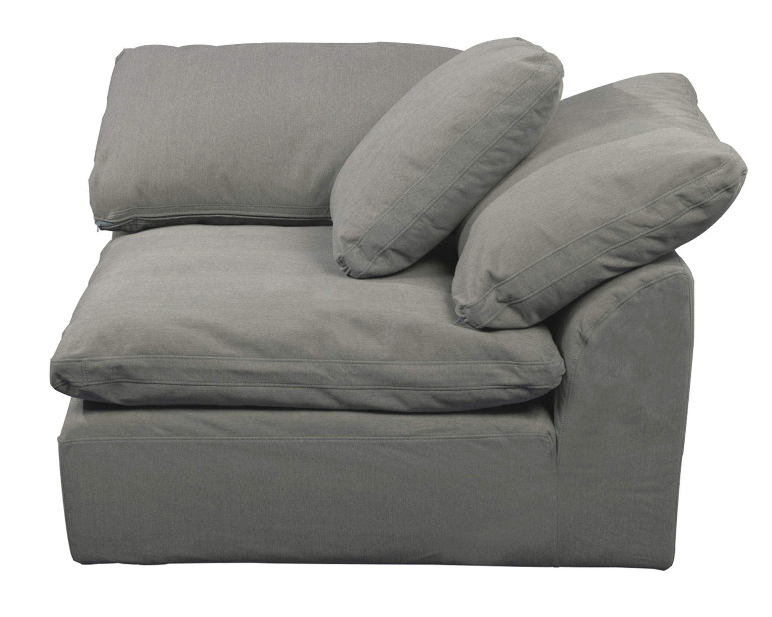 Sunset Trading Cloud Puff 2-Piece Modular Performance Gray Sectional Sofa with Slipcover - Modern Living Room Furniture for Small Spaces & Apartments