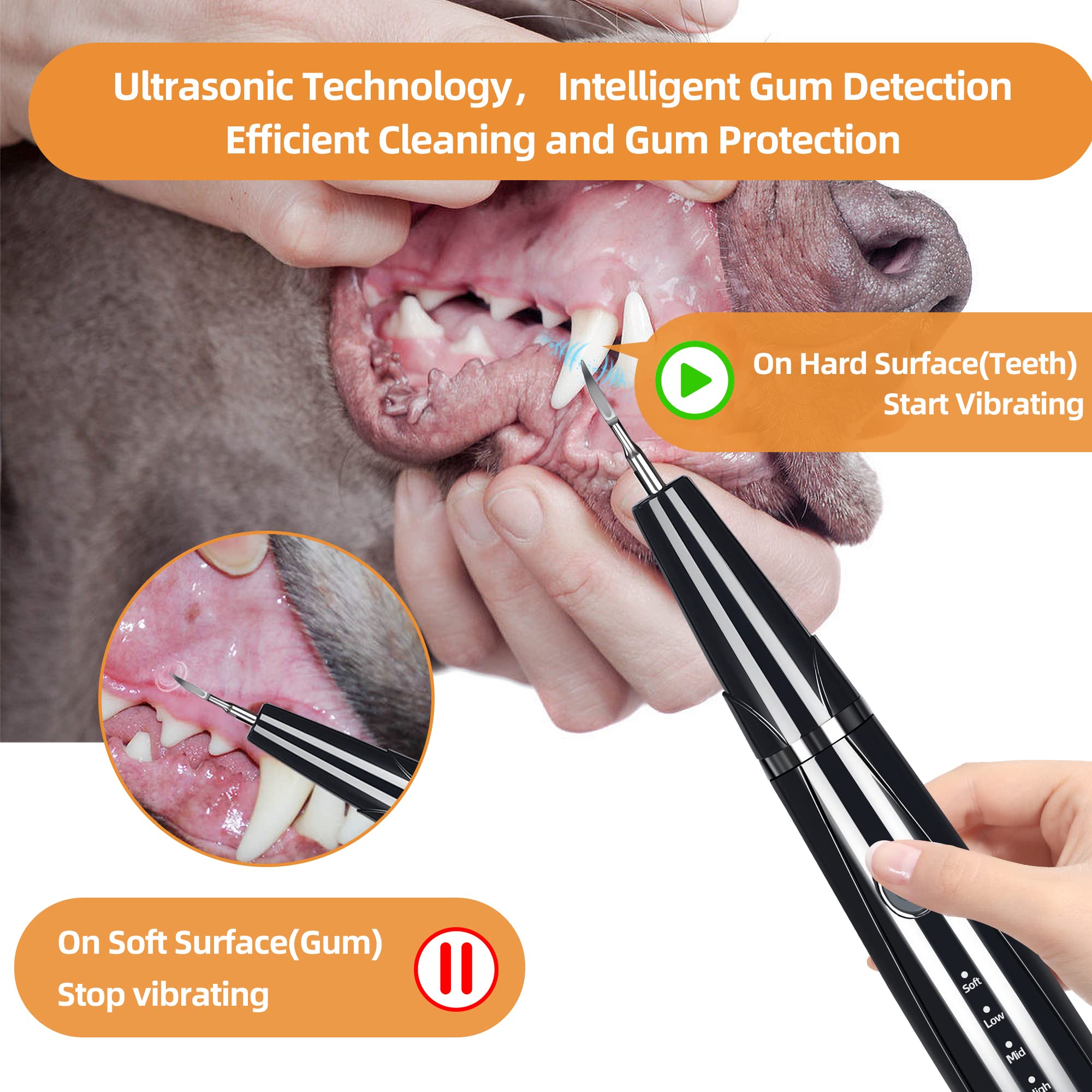 Rechargeable Ultrasonic Dog Teeth Cleaner with LED Light - 5 Mode Pet Dental Scaler Kit with 3 Cleaning Heads - Plaque & Tartar Remover for Dogs & Cats - At-Home Pet Dental Care for Small, Medium & Large Breeds - Perfect for Daily Cleaning, Fresh Breath & Travel - Ideal for Home Use, Grooming Salons & Vet Clinics - Great for Pet Owners, Travel & Professional Care - Best for Home Dental Care, Travel Grooming & Veterinary Use