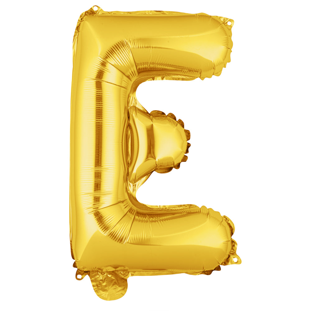 Balloonify Gold Mylar Letter E Balloon - 16 Inch Large Foil Alphabet Balloon for Birthday Party Decorations, Baby Shower, Graduation & Anniversary Celebrations