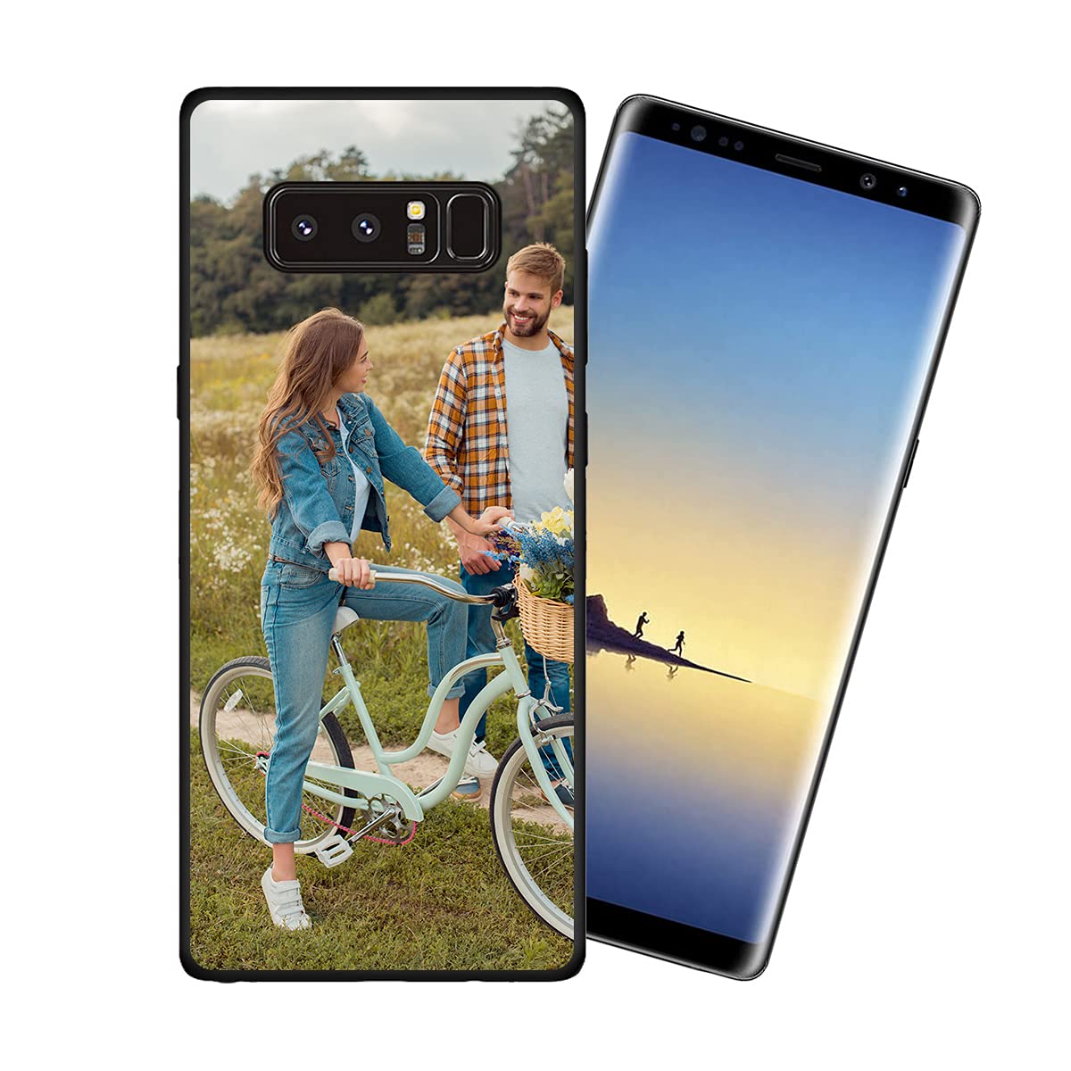 Customized Photo Case for Samsung Galaxy Note 8 - Personalized Picture Phone Cover with Shockproof Silicone Protection, Soft Candy Design - Perfect Father's Day/Birthday Gift (Black) | Great for Everyday Use, Travel Protection & Special Occasion Gifts