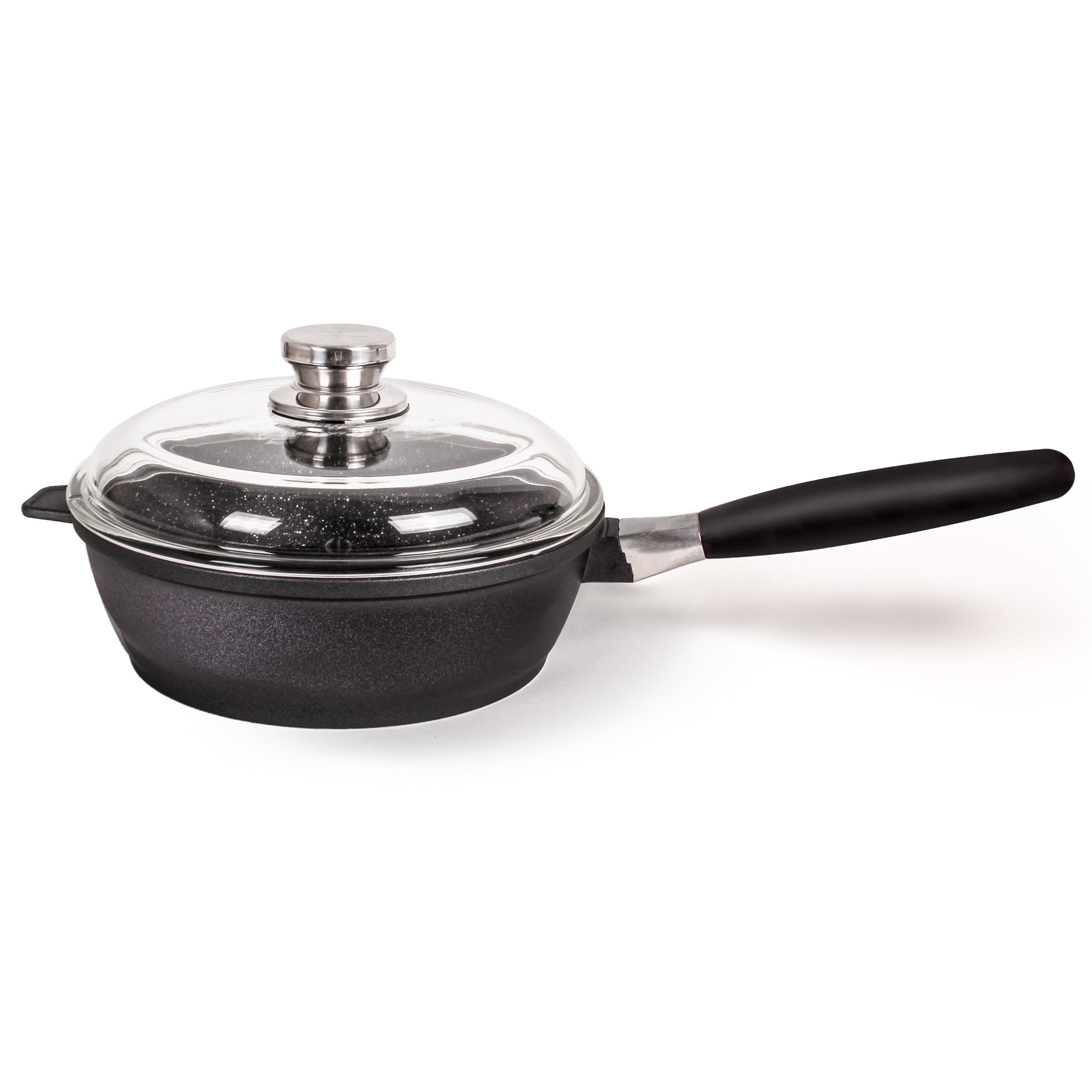 BergHOFF EuroCAST 9.5 Inch Cast Aluminum Non-Stick Saute Pan with Glass Lid - Perfect for Sautéing, Frying & Simmering - Ideal for Home Cooking & Professional Kitchens
