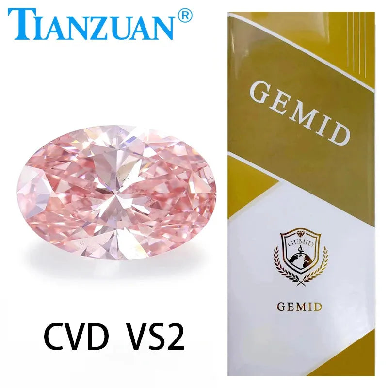 1.581CT VS2 Lab Grown Oval CVD Diamond - Fancy Intense Pink Color, 2EX Cut, GEMID Certified Loose Gemstone | Engagement Rings, Wedding Bands, Fine Jewelry Making