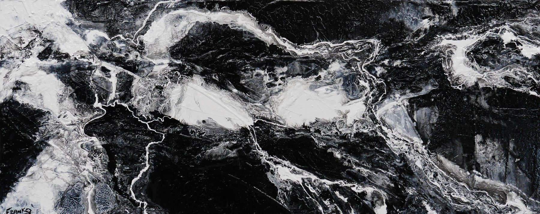 Ravenous Darkness 200cm x 80cm Black White Textured Abstract Canvas Art - Modern Wall Decor for Living Room, Bedroom & Office