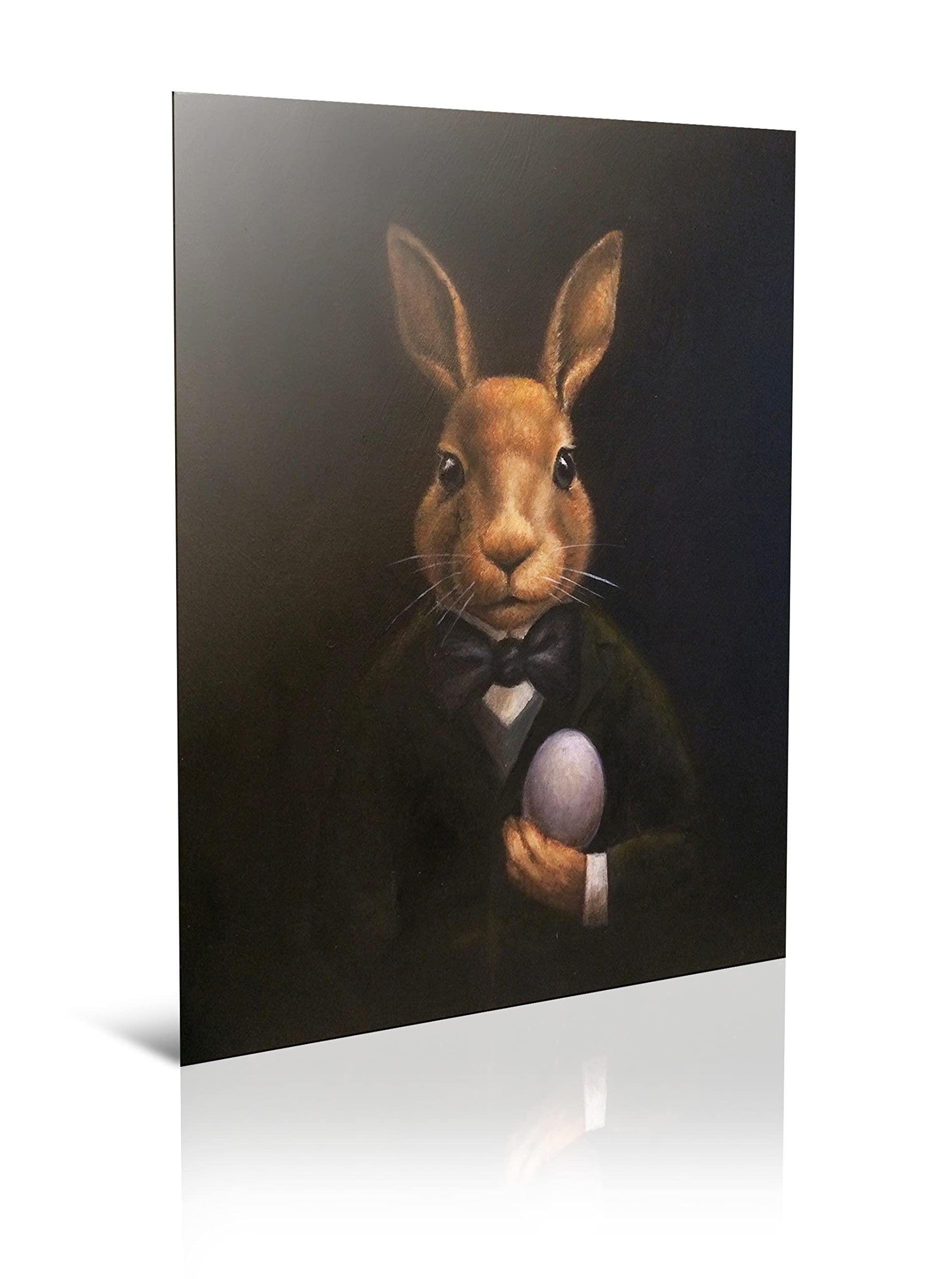 Victorian Rabbit & Egg Farmhouse Canvas Wall Art - Rustic Country Painting for Living Room & Bedroom Decor - 50x70cm (20x28in) Framed Print - Perfect for Easter, Farmhouse Style Homes & Vintage Inspired Interiors