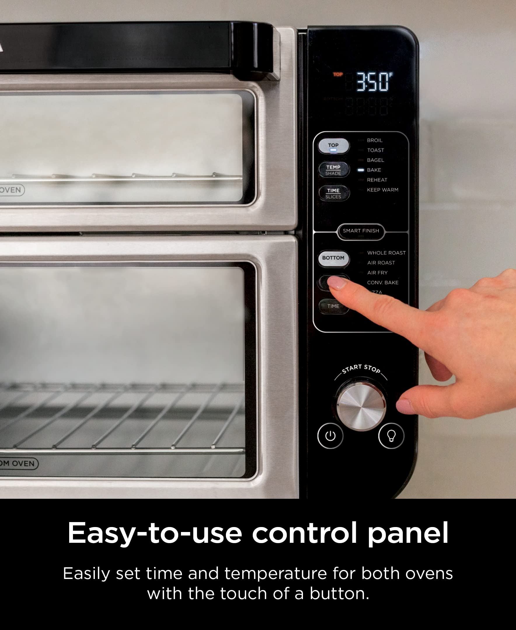 Ninja DCT401 12-in-1 Double Oven with FlexDoor, FlavorSeal & Smart Finish - Rapid Convection Top & Air Fry Bottom - Bake, Roast, Toast, Air Fry, Pizza - Stainless Steel Countertop Oven for Home Kitchen, Small Spaces & Holiday Cooking
