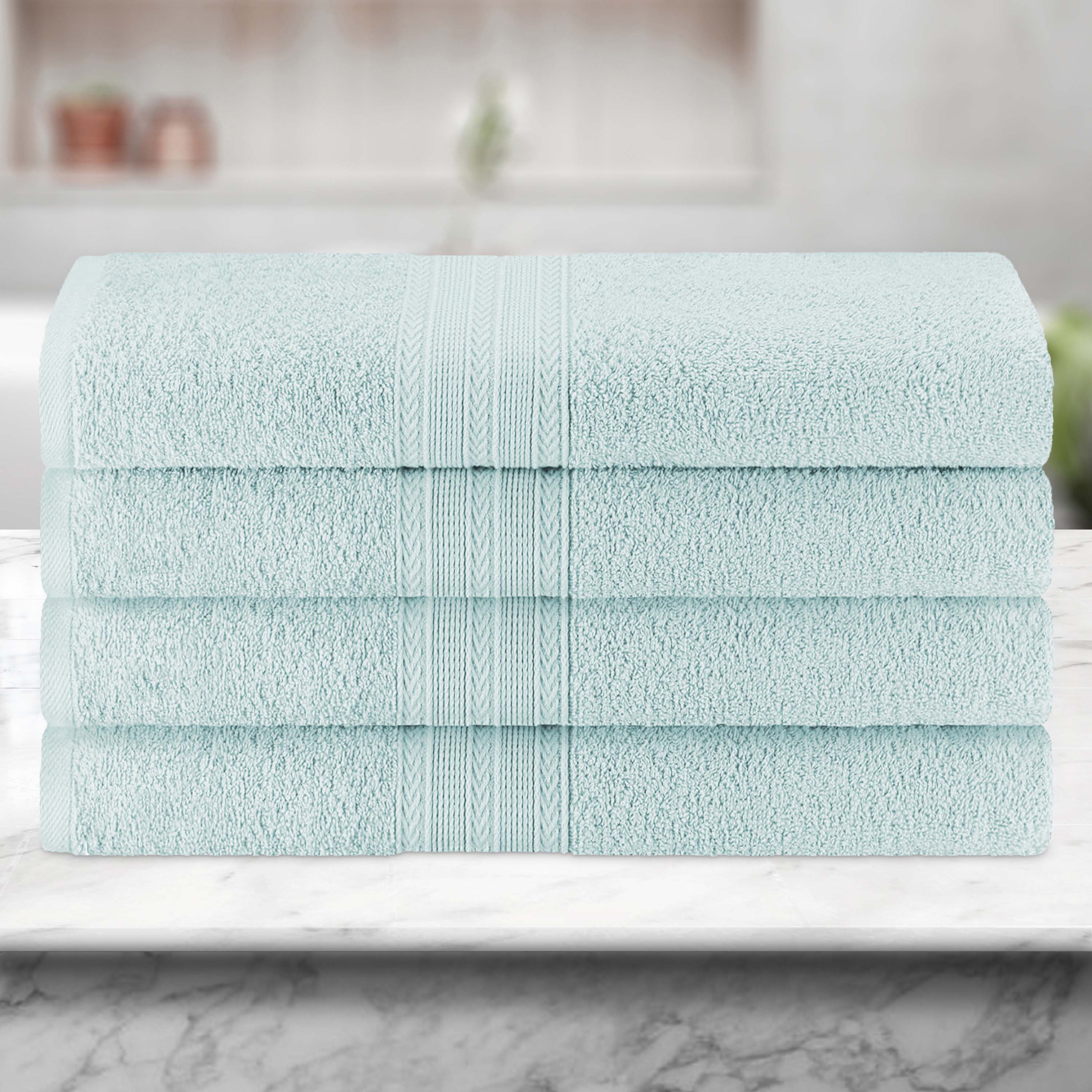 Premium 100% Cotton Eco-Friendly 4-Piece Bath Towel Set - Soft, Absorbent & Hypoallergenic - Perfect for Spa, Guest Bathroom & Luxury Home Use