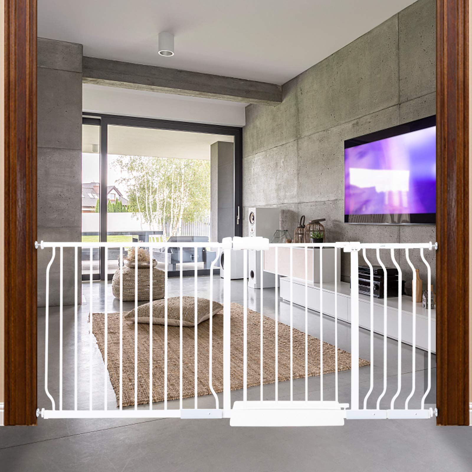 **HOOEN Extra Wide Baby Gate (67-71.5 Inch) – Pressure Mounted Child & Pet Safety Gate for Stairs, Doorways, Hallways – Indoor Walk-Through Design for Toddlers & Small Dogs**    *(Perfect for Blocking Staircases, Doorways, and Open Spaces – Ideal for Homes with Kids or Pets!)*