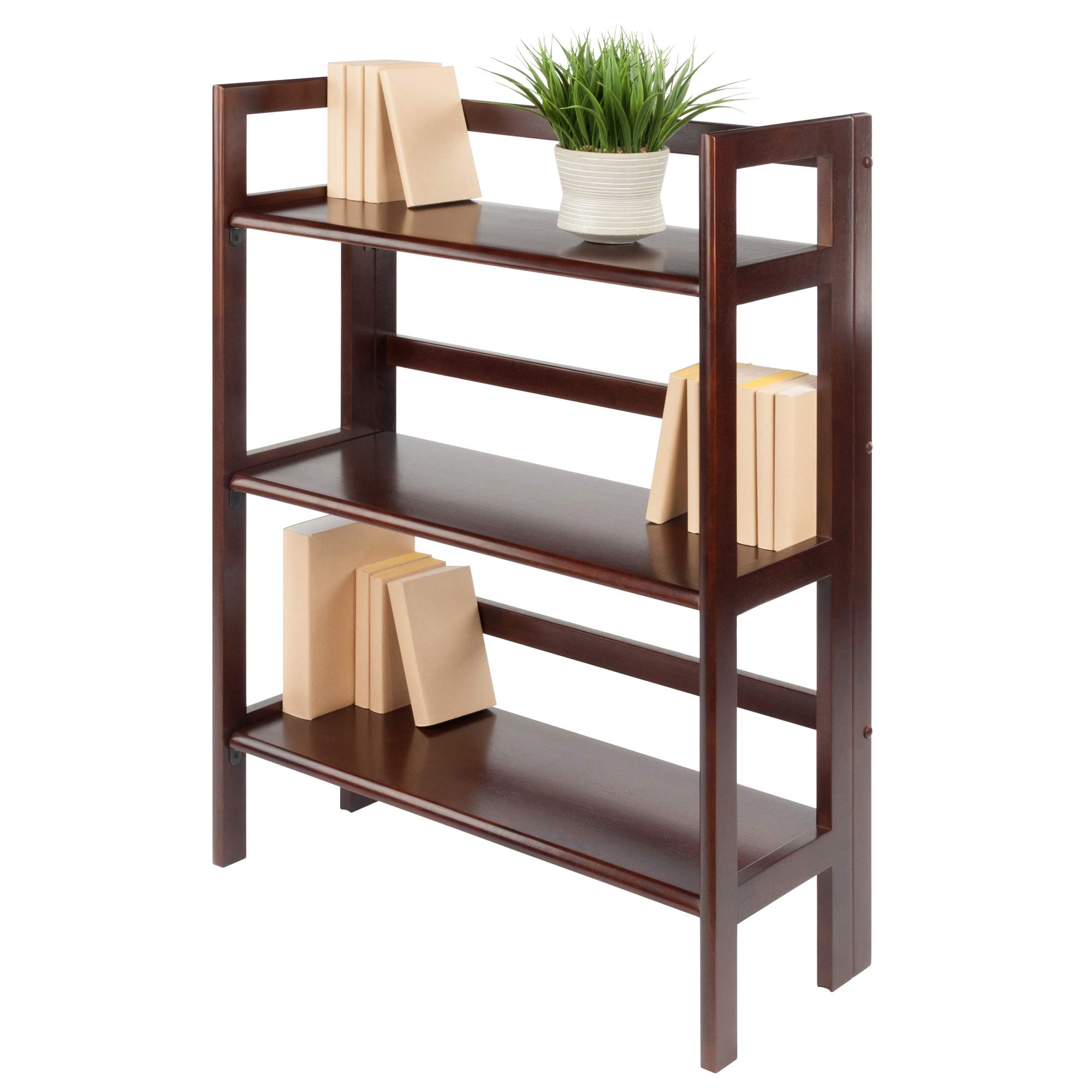 Winsome Wood Terry 3-Tier Walnut Shelving Unit - Stylish Storage for Living Room, Bedroom, or Office Organization