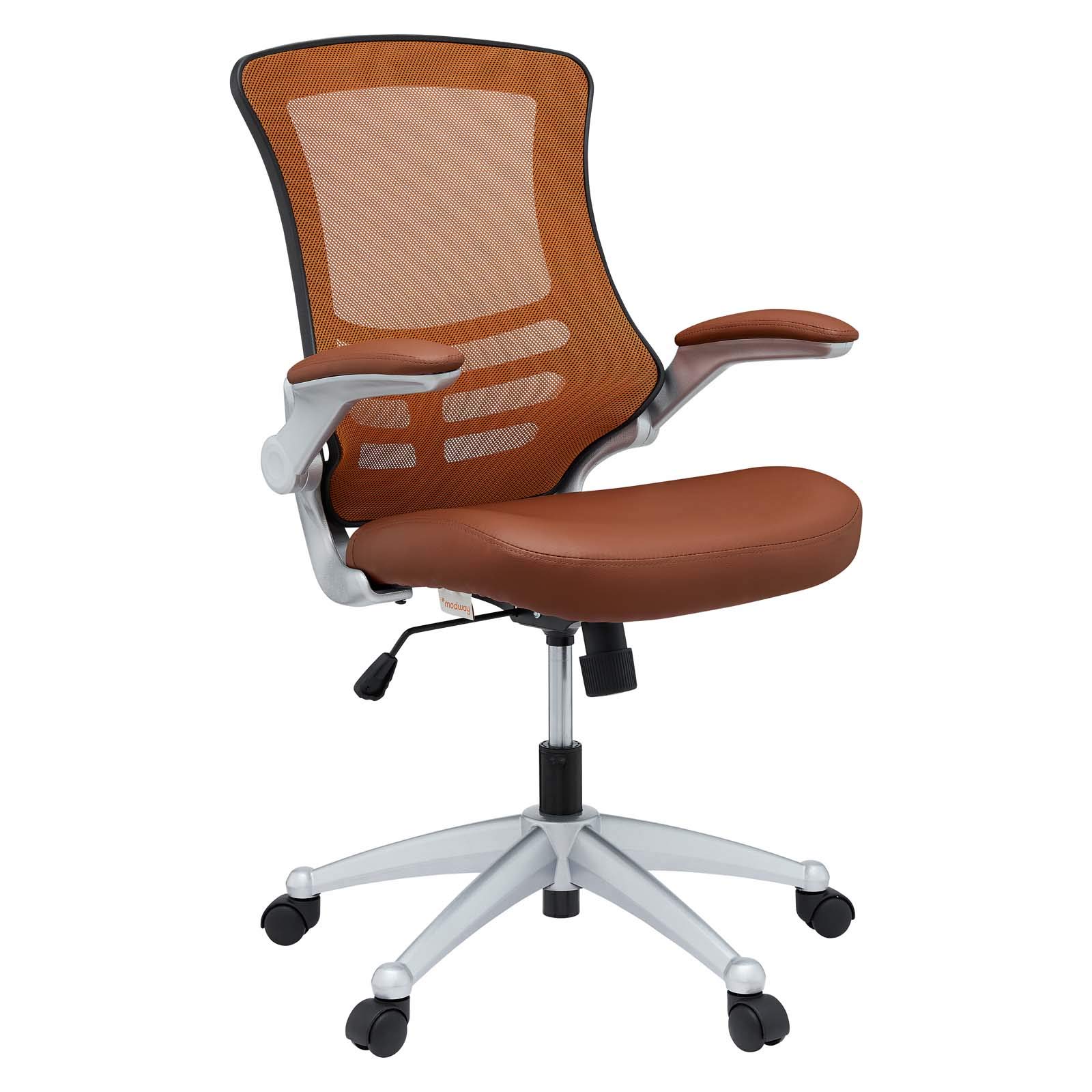 Modway Attainment Ergonomic Mesh Office Chair - Breathable Vinyl Upholstery, Adjustable Height & Lumbar Support - Perfect for Home Office, Gaming & Workspaces (Tan)